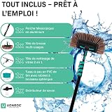 VONROC Brosse de Lavage Télescopique 6,5 m avec Arrivée Eau – Nettoyer Panneaux Solaires, Vitres, Façades et Véhicules – Kit Complet 2 en 1 - avec Tuyau, Raccord Universel - Nettoyage Puissant - 7