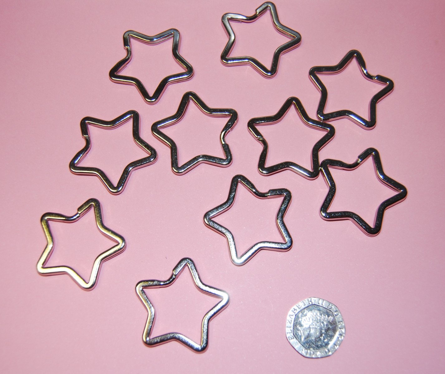 Celloexpress Star Pack Of 10-25Mm Shaped Silver Colour - Double Loop Split Ring For Keyrings And Craft Making Findings