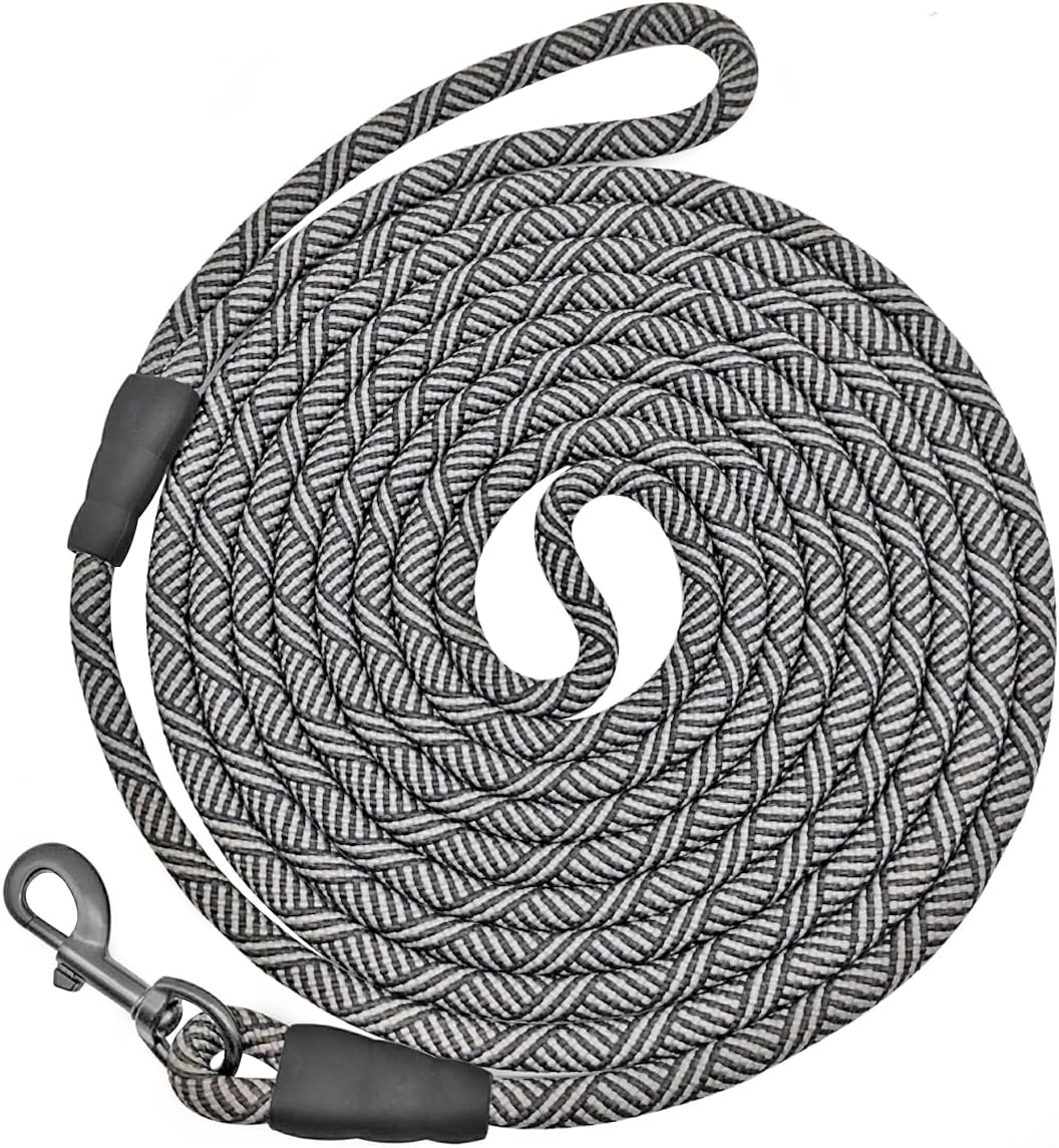 Long Rope Leash for Dog Training 12, 15, 22, 30, 50, 75, 100 ft Check Cord Recall Agility Lead Dog Tie Out Line for Medium Small Dogs, Great for Outdoor, Camping, Backyard (15 ft)