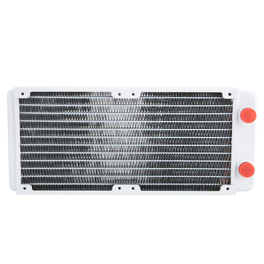 Bewinner Raffreddamento Ad Acqua per Computer Radiatore in Rame Bianco 12 Dissipatore di Calore da 240 Mm con Filettatura G1/4 per Raffreddatore CPU PC, Camera 'Acqua in Ottone e Alette in Rame,