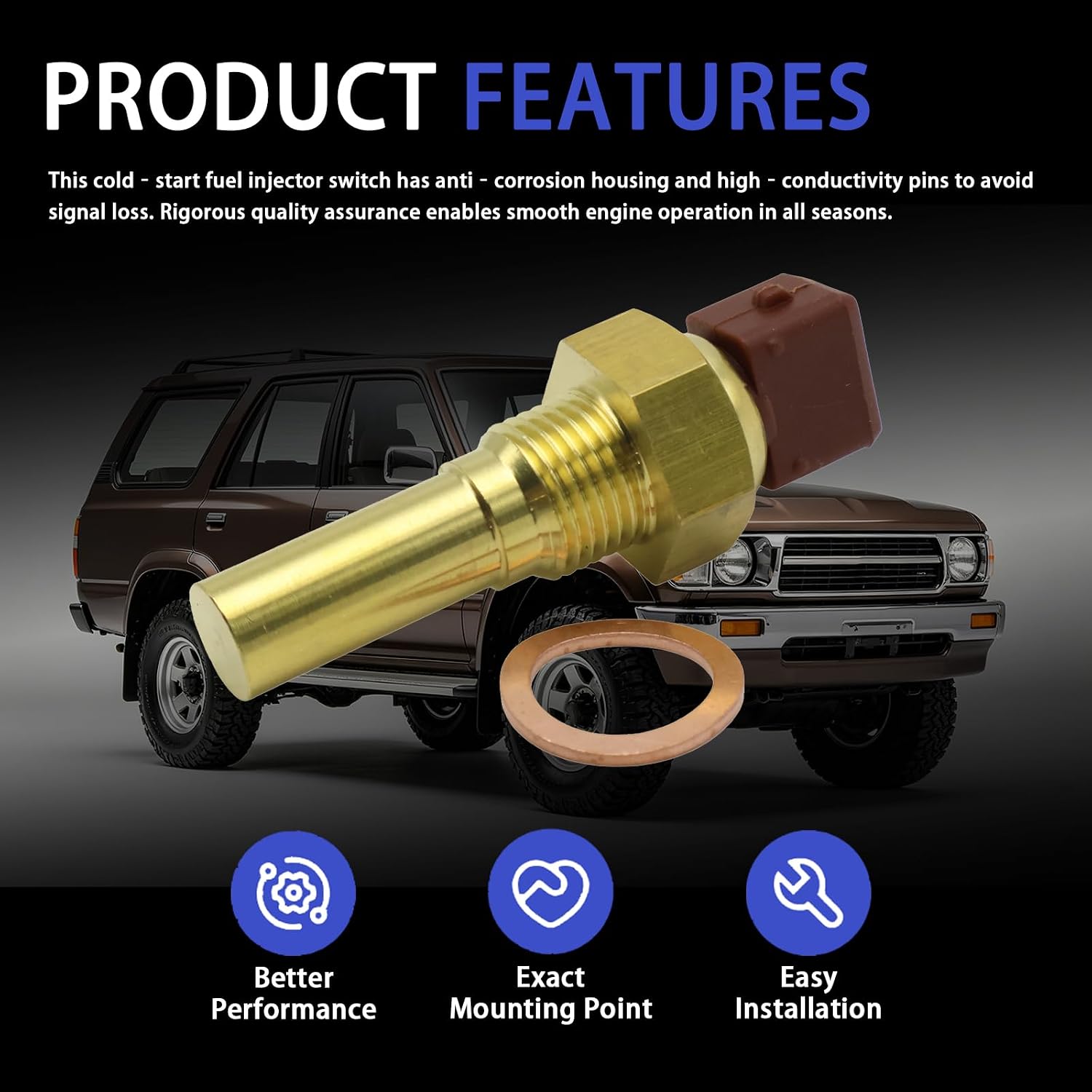 Cold Start Injector Thermo Time Switch Sensor Compatible with Toyota 4Runner Pickup Camry Corolla Celica MR2 Cressida Van 1981-1989, Replacement for 89462-30011 89462-30010