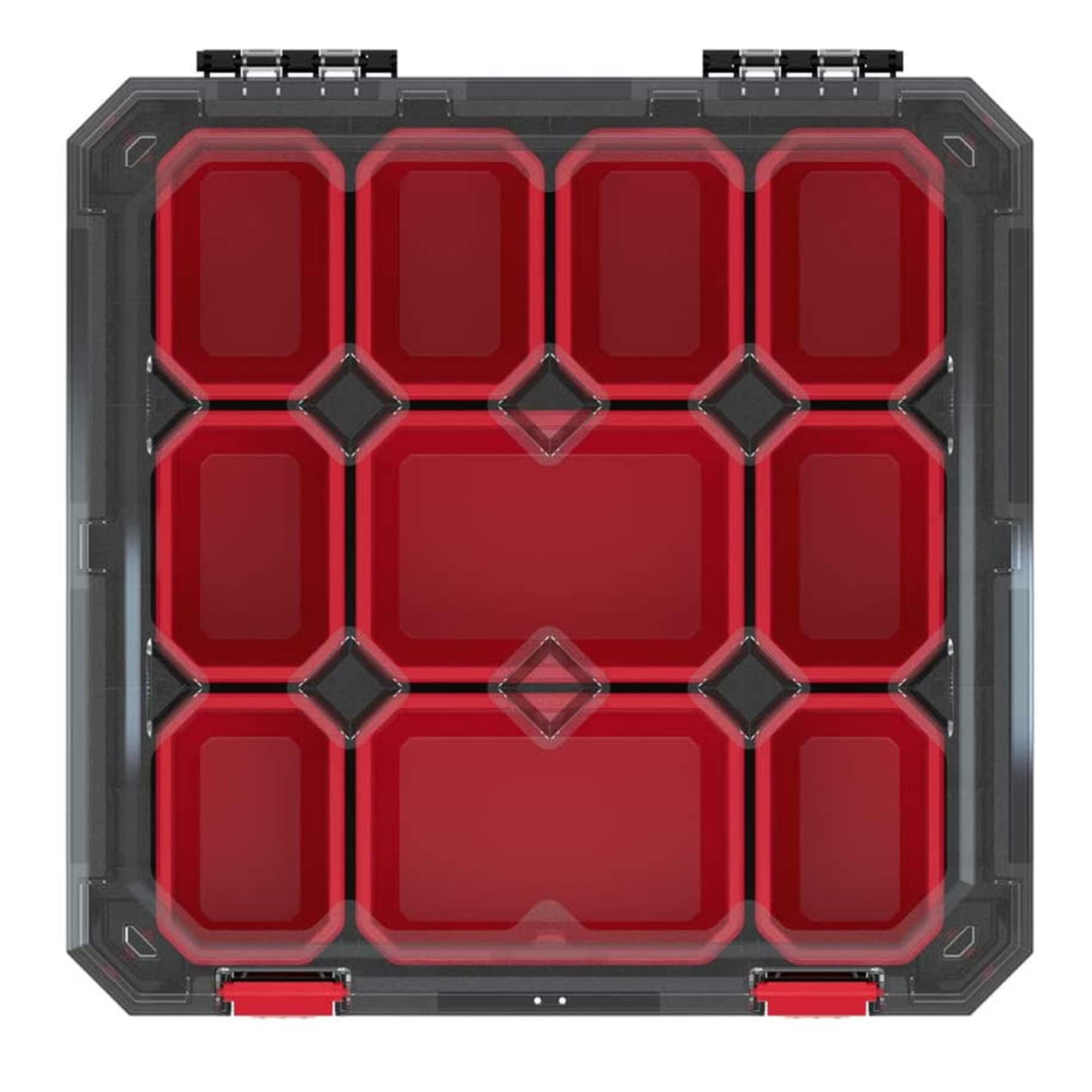 Caja de herramientas 390 x 390 x 110 mm, con tapa transparente