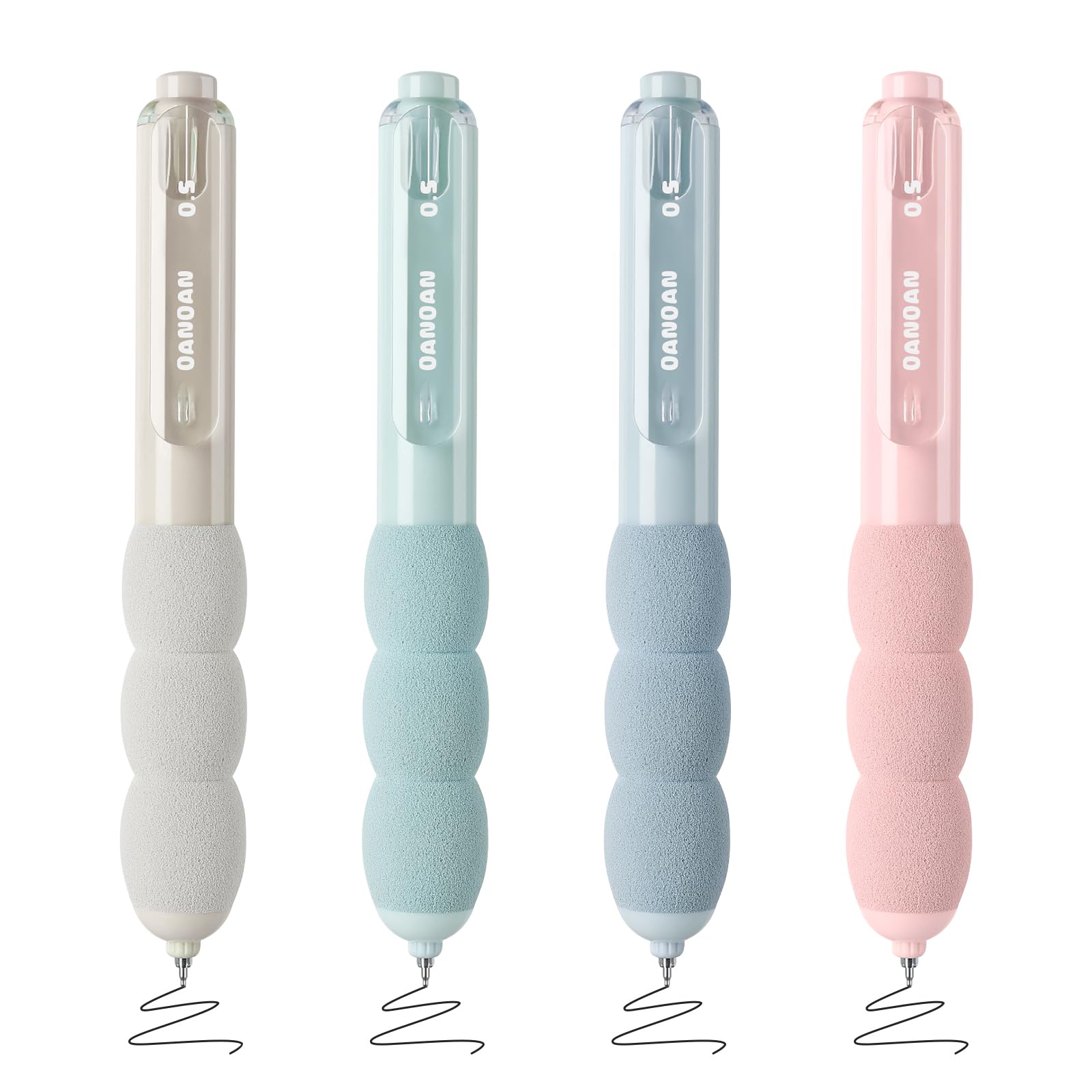 BAYTORY 4Pcs Retractable Gel Pens, Quick Dry Black Ink 0.5mm Fine Point Pen, Comfortable Grip Smooth Writing for Journaling, School Office Supplies (Macaroon)
