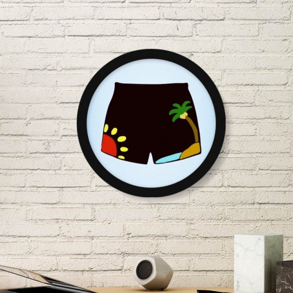 Cadre photo rond en bois noir avec peinture d'art moderne motif plage