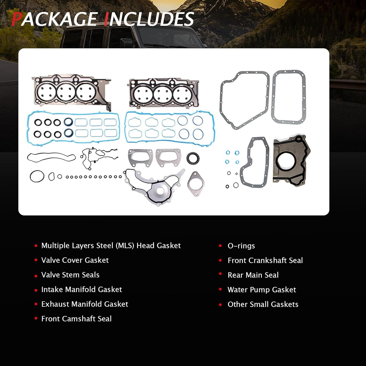 AUCERAMIC HS26541PT CS26541 3.6L Head Gasket Set Fit for 2011-2020 Dodge Avenger Challenger Charger Journey, Chrysler 200 300, Ram 1500 2500 Pentastar, 2011-2015 Jeep Grand Cherokee Wrangler