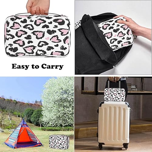 Miniatura 3 de Pznen Neceser de estilo minimalista con patrón de cactus, bolsa de cosméticos de plantas verdes, flores rosas, bolsa de maquillaje, accesorios de