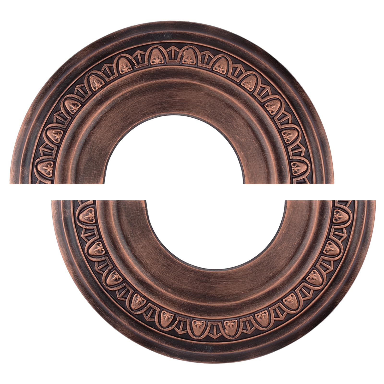INCREWAY 1pc Split Ceiling Medallion, Carved Lamp Base Cover for Chandelier or Pendant Light Ceiling Fan 11.97inch OD x 5.11inch ID, Antique Brown