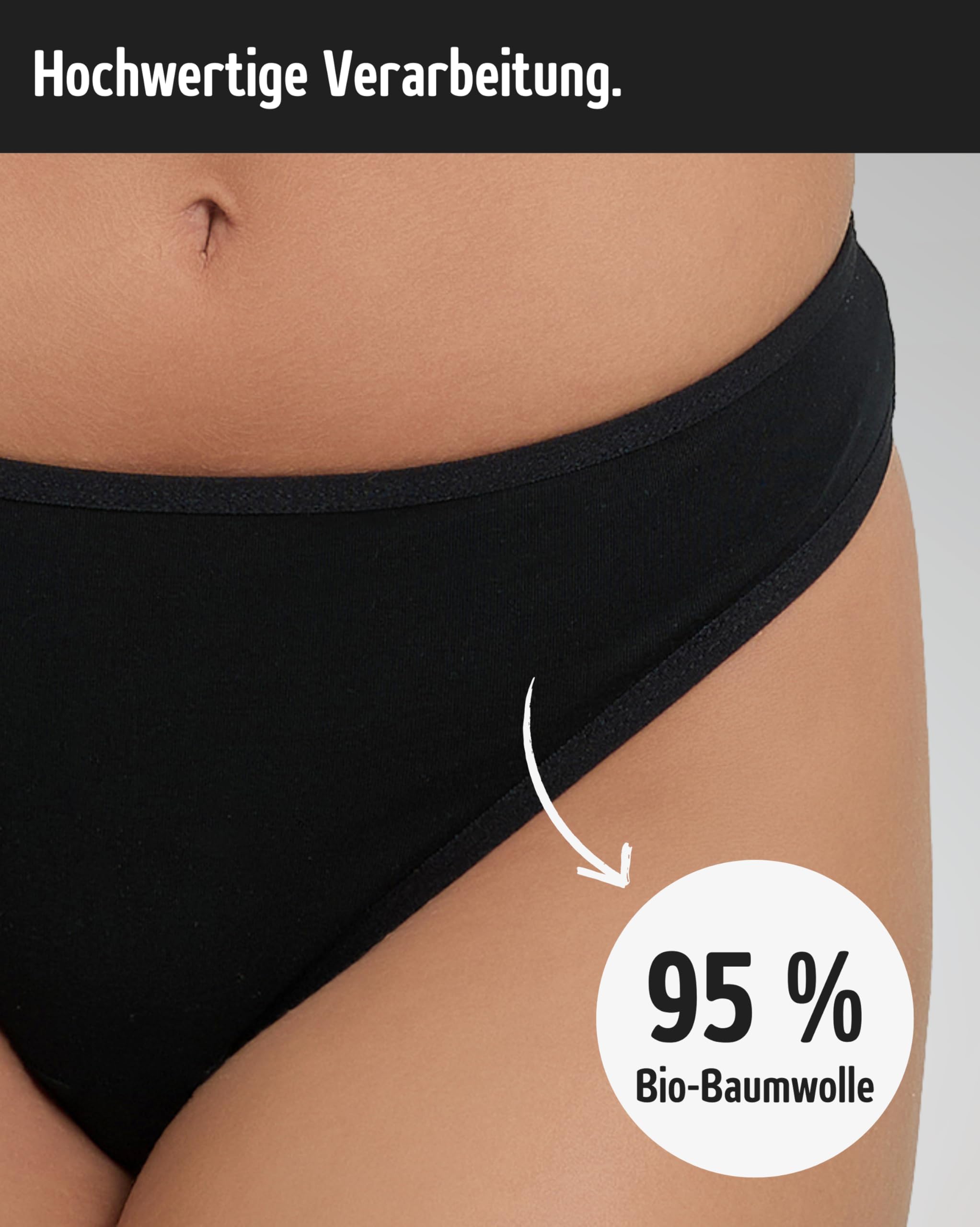 Damen Tanga aus Bio-Baumwolle 5er Pack – String Damen Klassisches Design – Angenehmes Tragegefühl ohne Einschneiden – Unsichtbare Unterwäsche für den Alltag (Gr. S - 2XL)