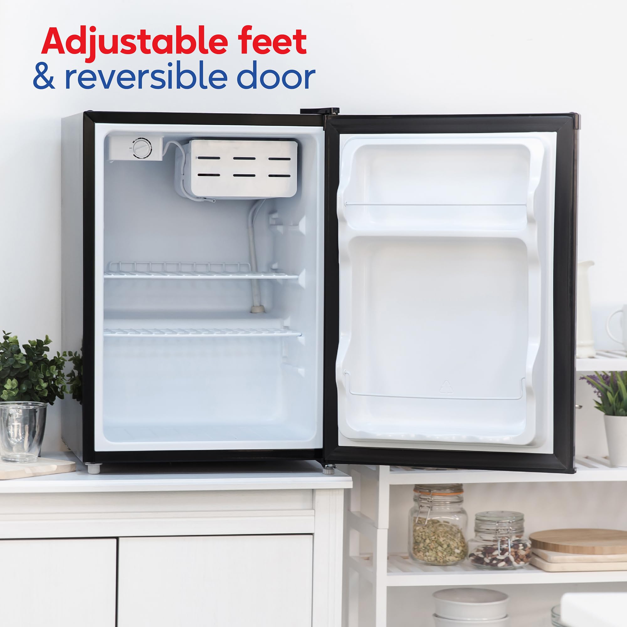 Russell Hobbs Table Top Larder Mini Fridge 66L Capacity, Reversible Door & Adjustable Feet, 0 to 8 Degrees Manual Temperature Control, Black RH67TTLF0E1B — view 6