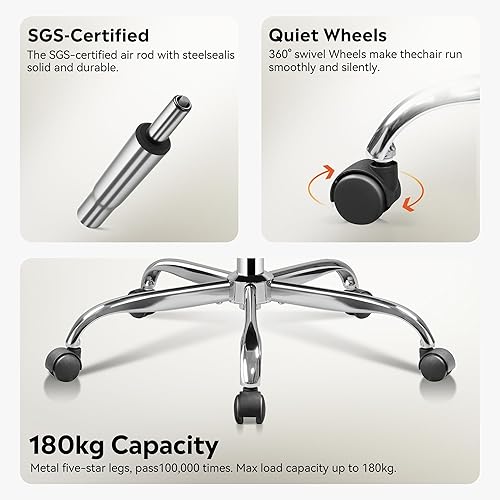 Miniatura 8 de DEVAISE Silla de oficina ergonómica de malla con respaldo alto y reposabrazos abatibles, reposacabezas ajustable y soporte lumbar, color negro