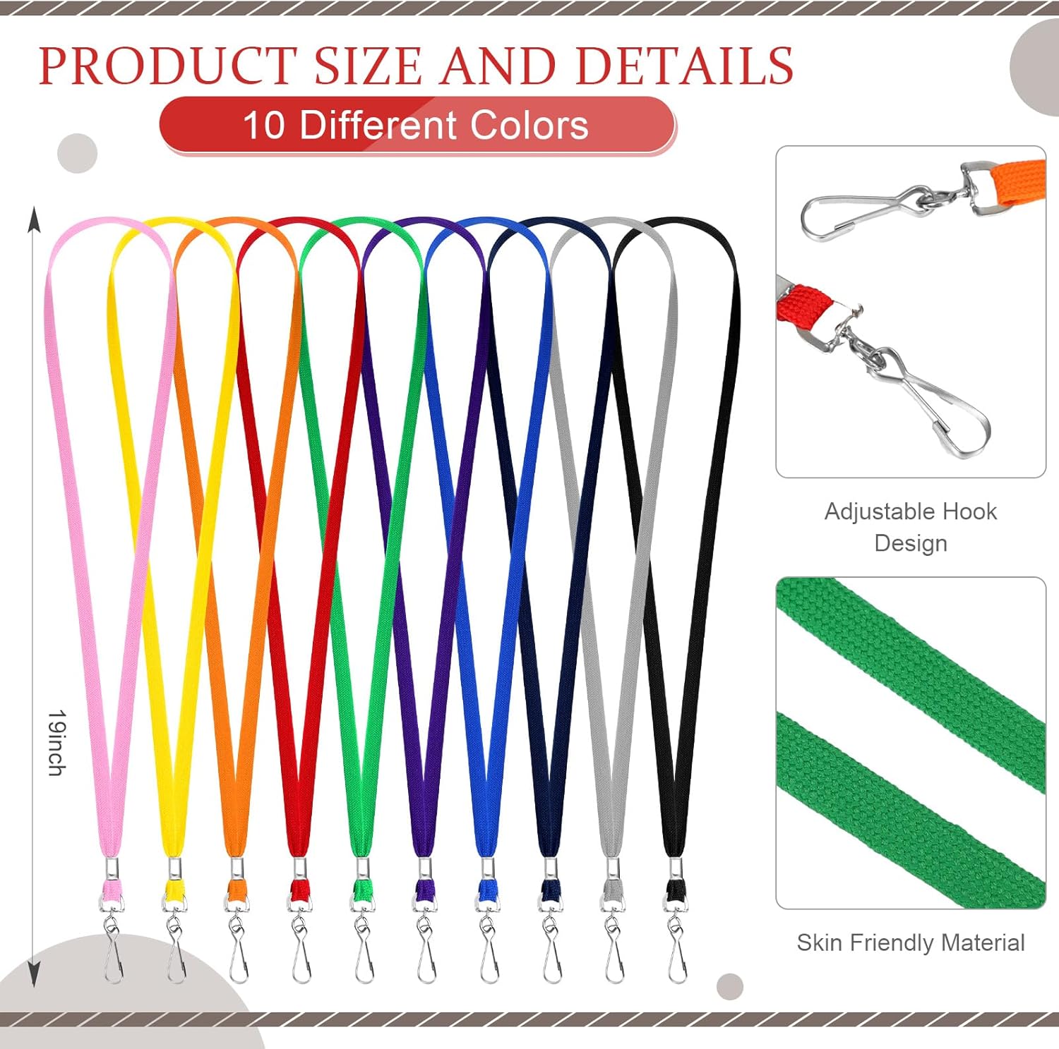 500 Pack Bulk Lanyards for ID Name Badges Holder Flat Lanyards with Hook Clip Swivel for Office School Accessories (Multi Colors) - Image 2