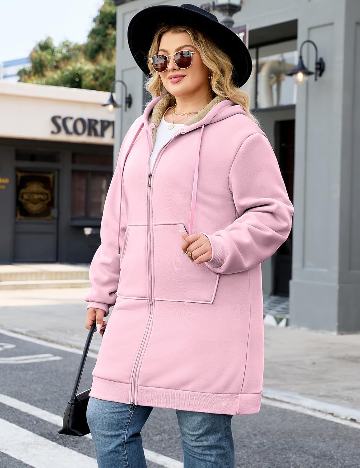 Casual Zip Up Hoodie for Women, Long Tunic Fleece Jacket Plus Size Coat, Warm Winter Hooded Outerwear - Image 6