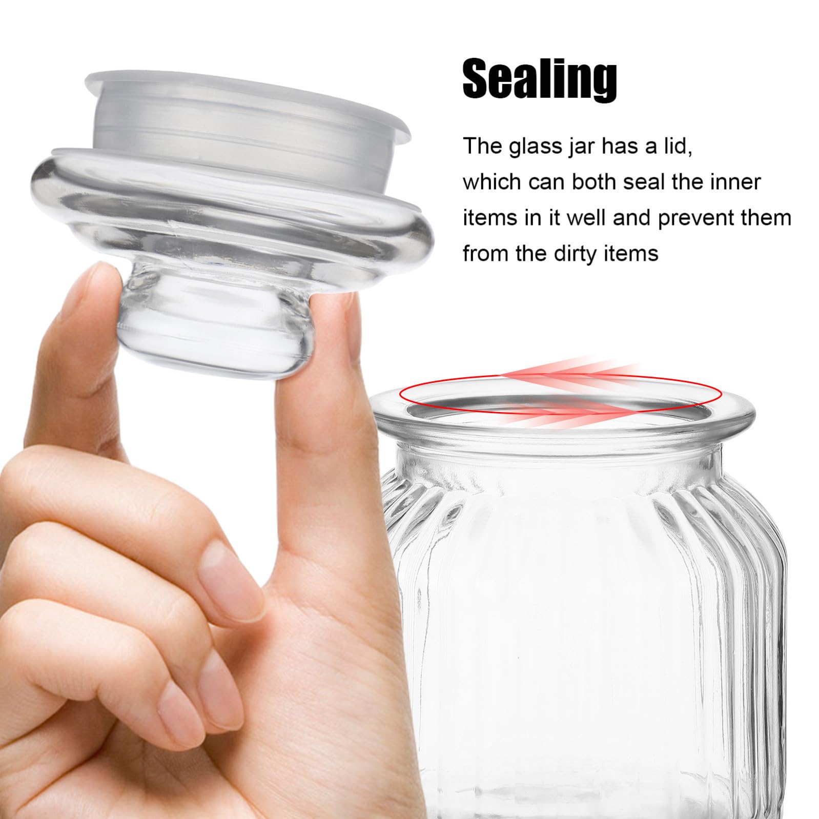 Set 2 Barattoli Ermetici in Vetro 650ml Coperchio, Grande Apertura per Conservazione Alimenti, per Feste e Cucina