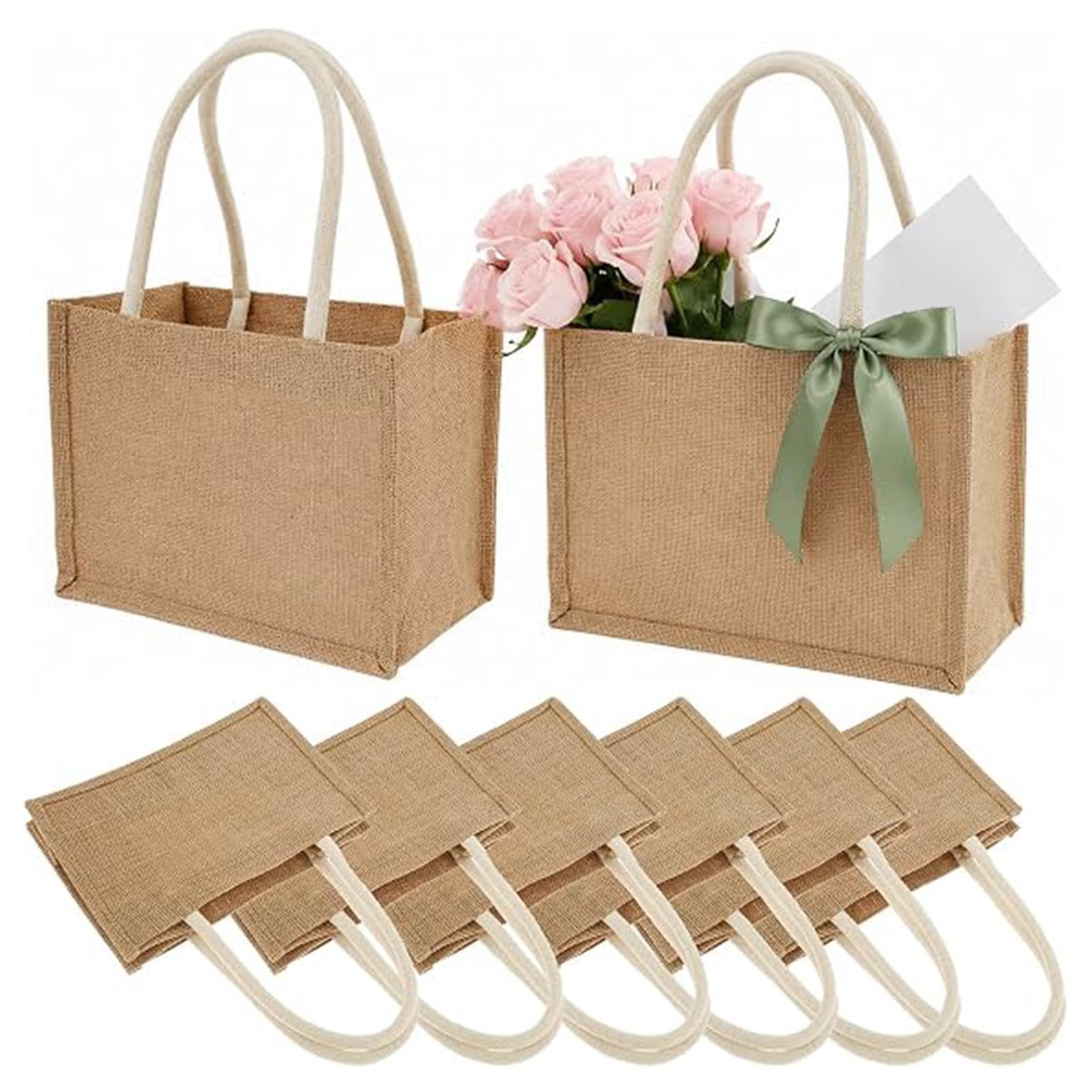 Bolsa De Yute Reutilizable 8 Piezas 23 x 11 x 16 cm Multifuncionales y de