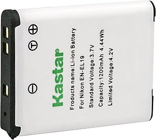 Kastar EN-EL19 1200mAh Rechargeable Li-Ion Battery for Nikon Coolpix S7000 S3700 S6800 S3600 & More - Reliable Replacement