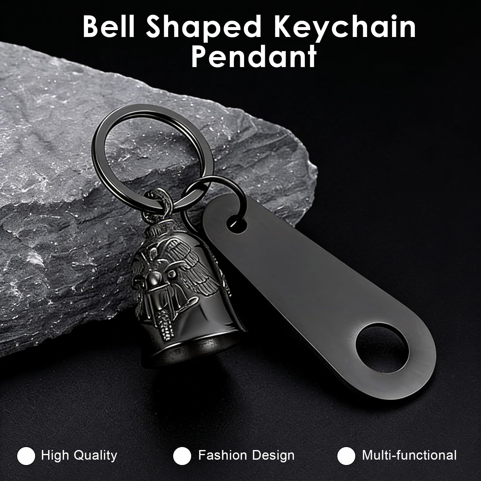 GREATRICH Schlüsselanhänger Motorrad Glocke Glücksbringer, Edelstahl Guardian Bell Biker Bell als Motorrad Deko und Geschenke Für Männer, Kleine Schutzglocke, Geschenk für Motorradfahrer - 2