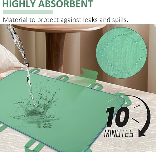Miniatura 7 de Almohadilla de cama de posicionamiento con 8 asas reforzadas, 34 x 52 pulgadas, hoja de transferencia reutilizable y lavable, asistente de ayuda