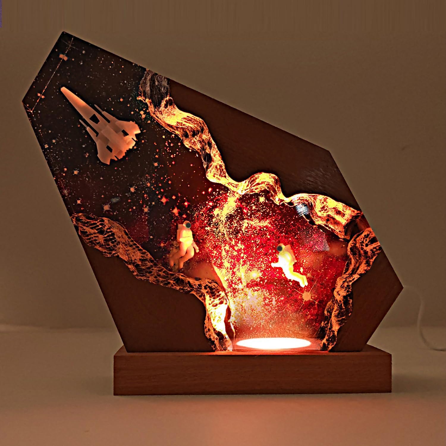 Space Resin Lamp - Handmade Galaxy Resin Night Light with USB Port, Variable Lights, Space Gifts for Adults, Astronaut Enthusiast Collectibles, Unique Birthday Gifts for Him & Her (6"x4") - Image 7