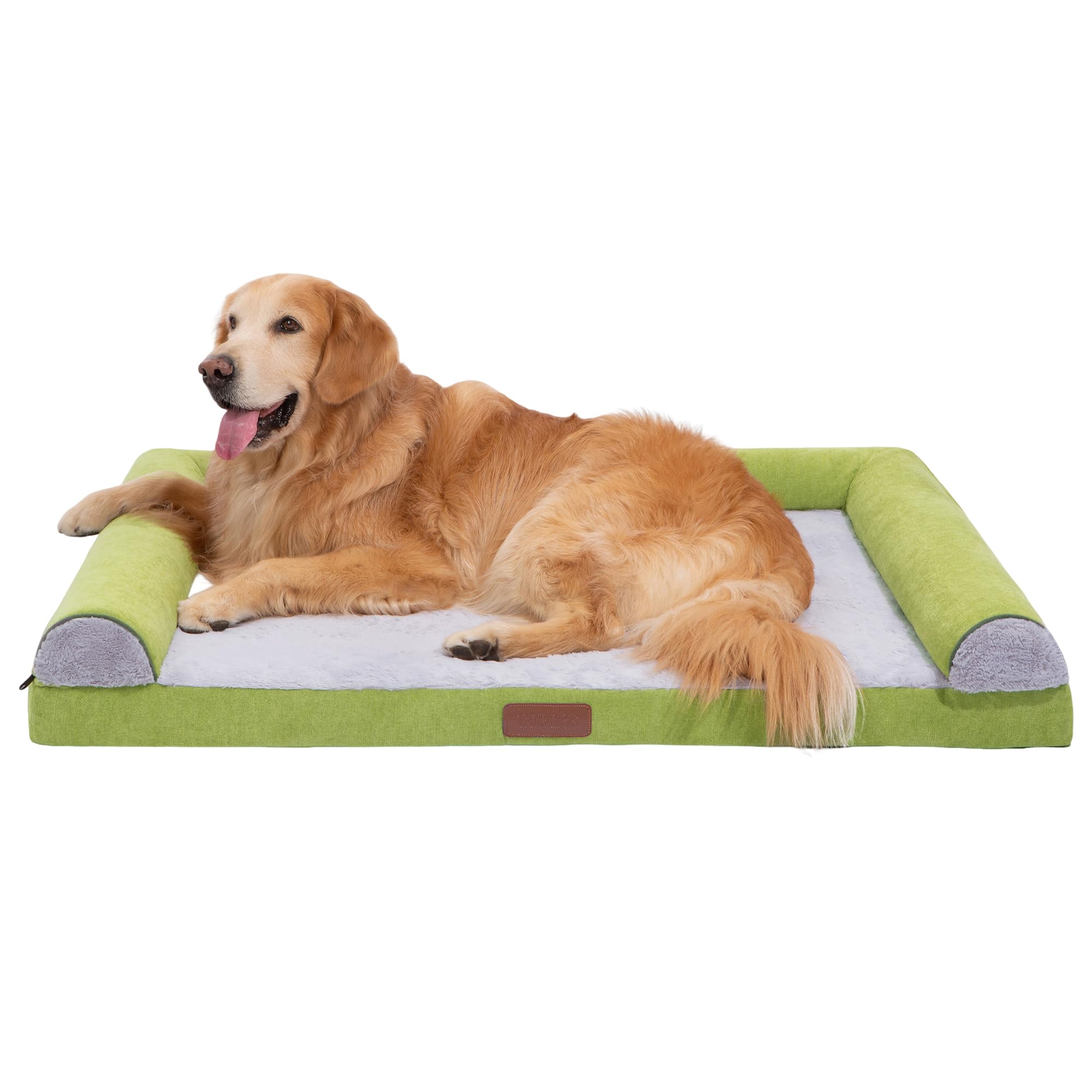 Large Dog Bed for Medium and Large Dogs Waterproof Memory Foam Orthopedic Dog Bed Durable Sofa Pet Bed Removable Cover with Zipper and Bolster Nonslip Bottom（SGreen XXL）
