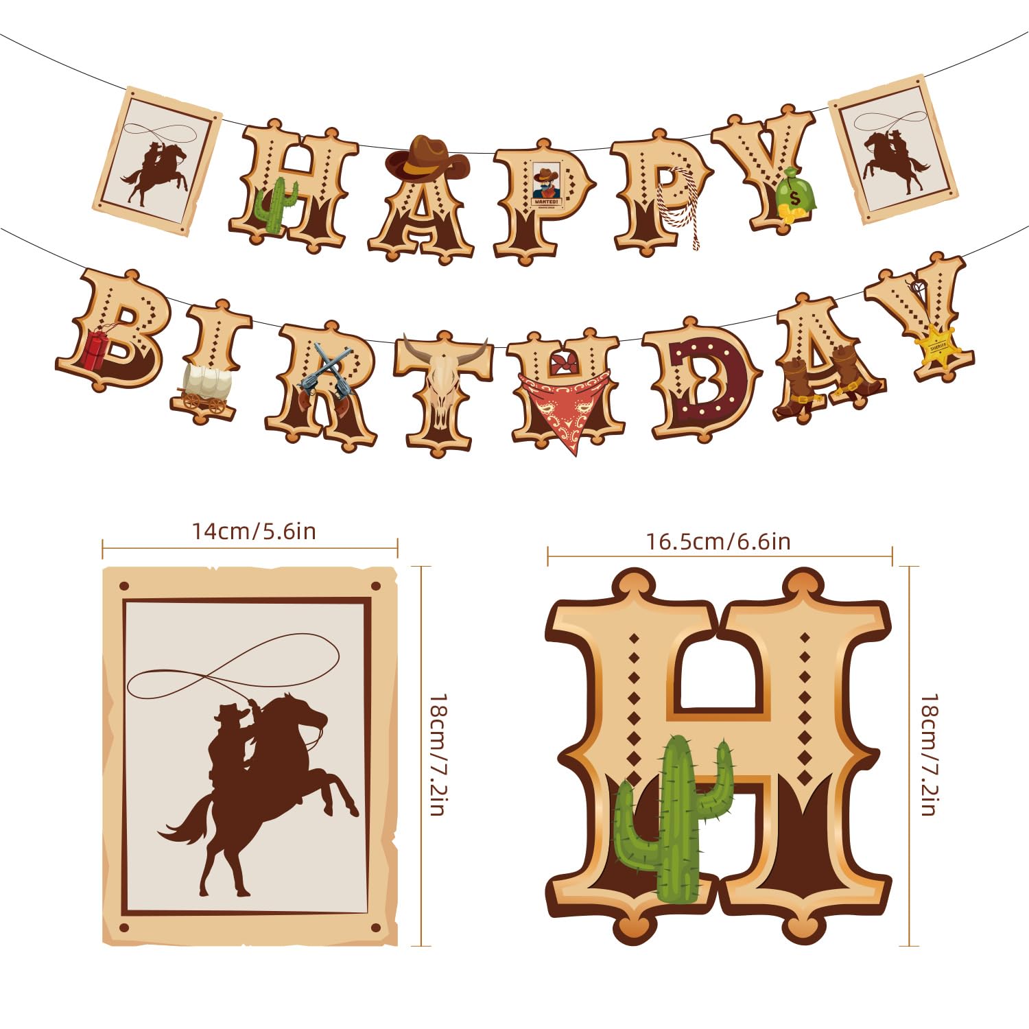 Decoraciones de fiesta de vaquero para niños, pancarta de feliz cumpleaños de vaquero occidental, pancarta de cumpleaños de botas para primera fiesta de vaquero, suministros de decoración de