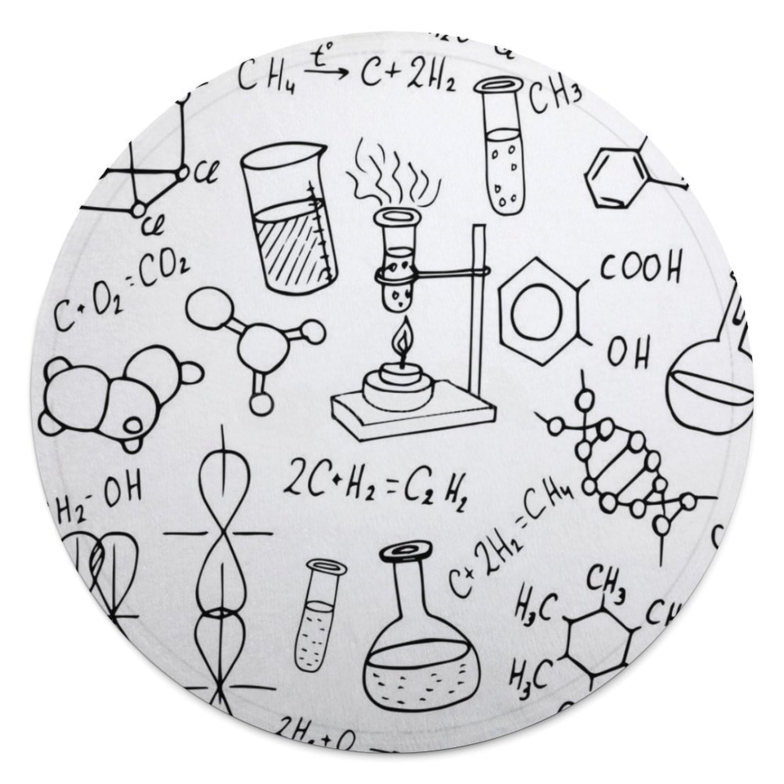 Couverture ronde en flanelle chimie cadeau idéal pour scientifique