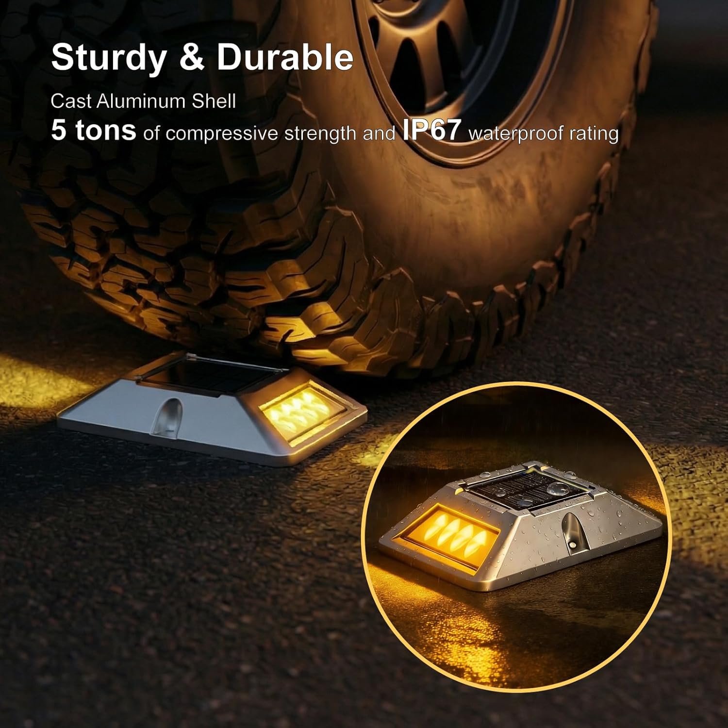 VATION LIGHTING Driveway Solar Dock Lights, 2 Colors Driveway Lights Solar Powered, IP67 Waterproof, Aluminum LED Outdoor Marker Deck Lights for Driveway, Pathway, White/Yellow, 12 Pack, FCC