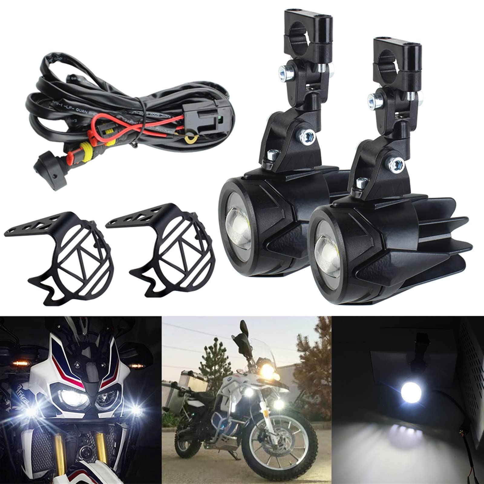 Kuuleyn Feux Auxiliaires à LED, Feux De Brouillard De Moto 40W LED Lampe De Conduite Auxiliaire Adaptée Pour R1200GS Adv F800GS F700GS F650gs