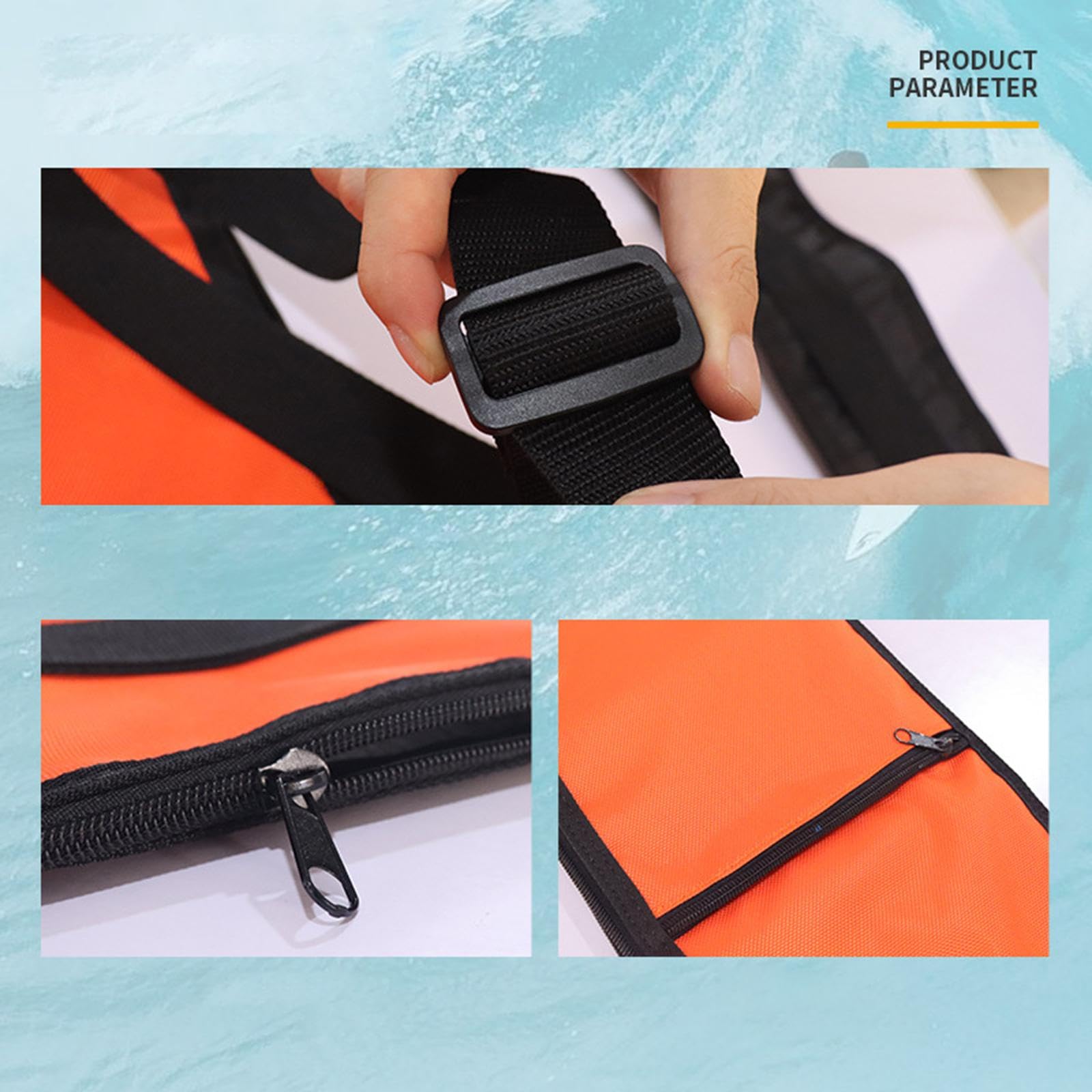Baoblaze Sac de pagaie pour kayak, paddle avec bandoulière réglable, sac de rangement, sac de pagaie pour surf, rafting en plein air, transport de stockage, bleu orange