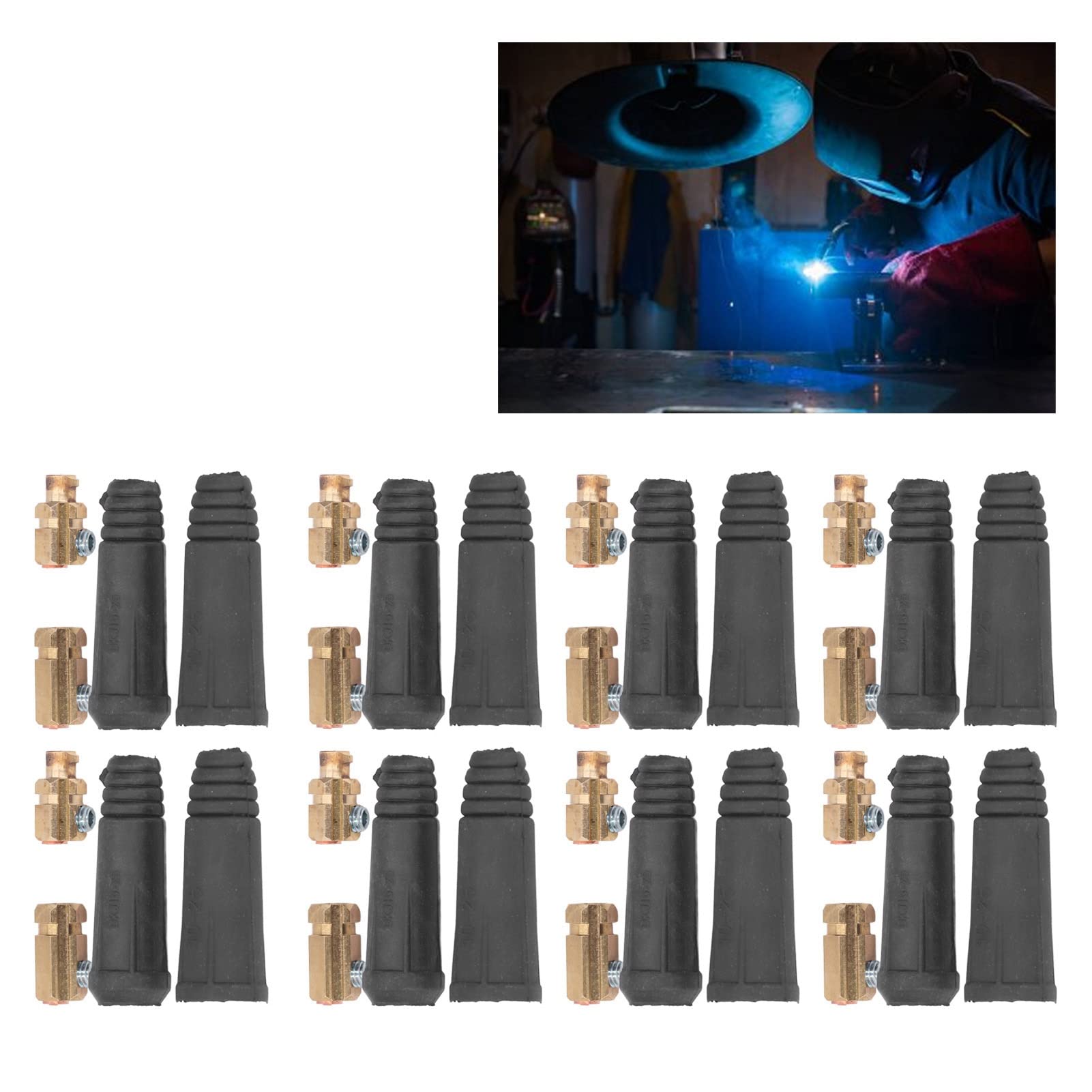 2 Set Connettori Rapidi Maschio Per Saldatrice 200A – DKJ10-25, In Gomma E Ottone, Per Cavi Da 10-25 Mm²