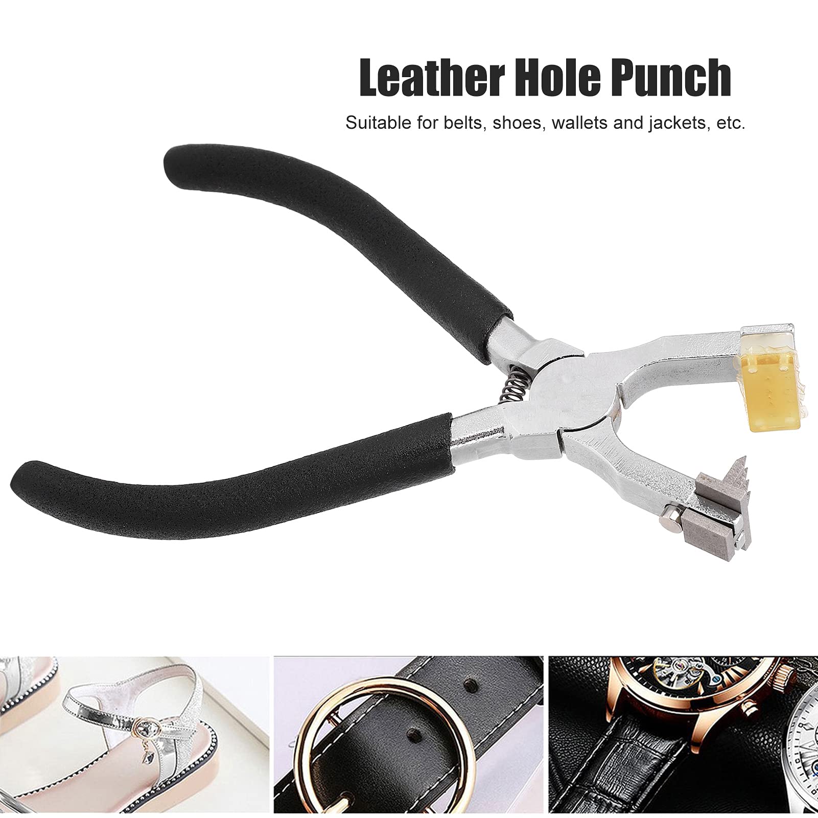 Hole Punch, Stitching Hole Punch Stainless Steel Flat Mouth Prong Chisel Pliers Leather DIY HandSewing Punch Pliers Easy Operation for, Punching