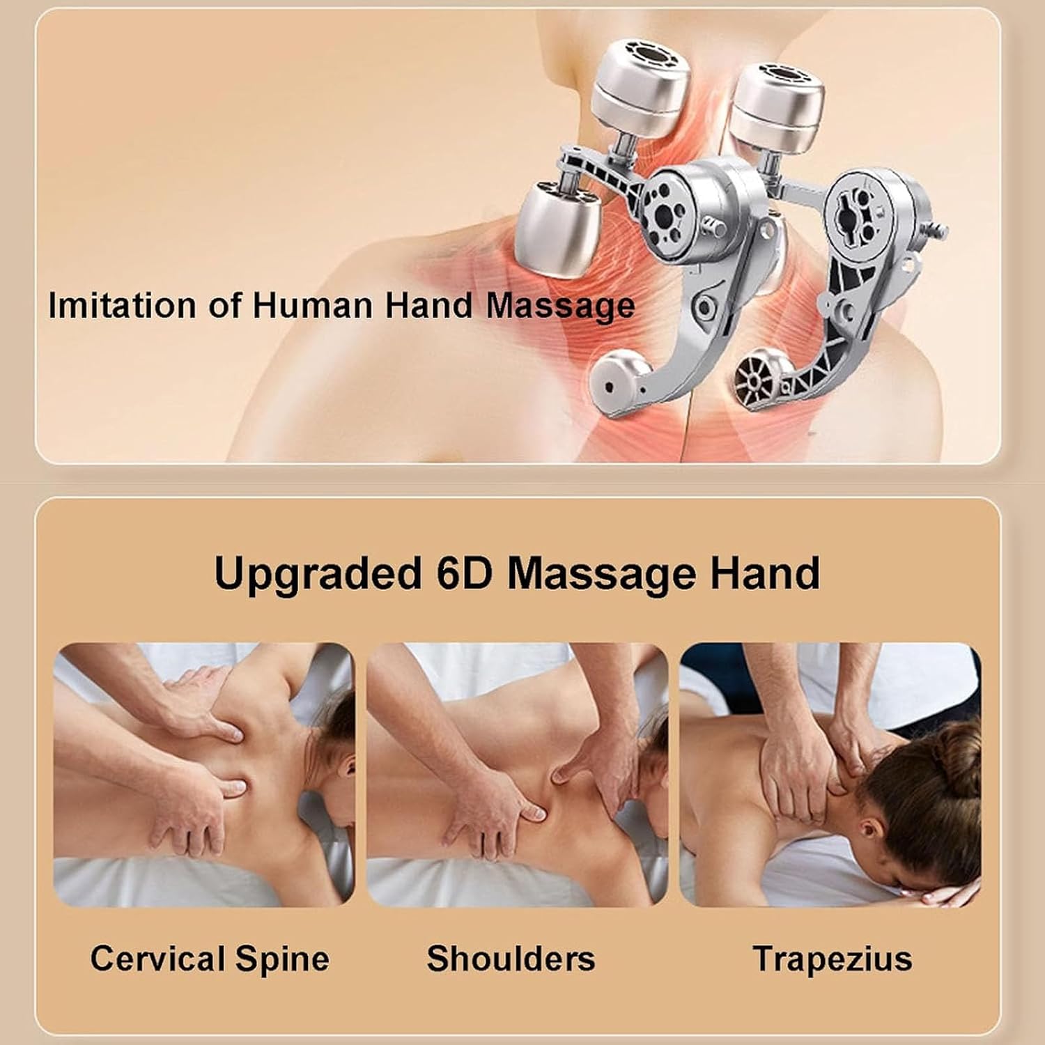 wfofmo Spark Imagine Neck Massager, 2025 New Noxa Neck and Shoulder Massager, Cordless Necks Massager with Heat, Portable Rechargeable Shiatsu Massage Device for Back, Neck & Shoulders (Beige)