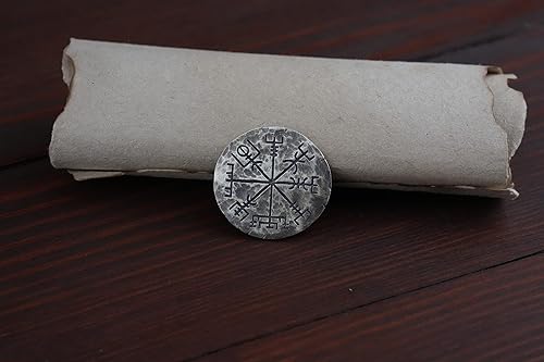 Miniatura 5 de Baldur Jewelry - Moneda protectora de plata de ley 925 con talismán para viajero nórdico vikingo, regalo de moneda Vegvisir - Moneda de brújula
