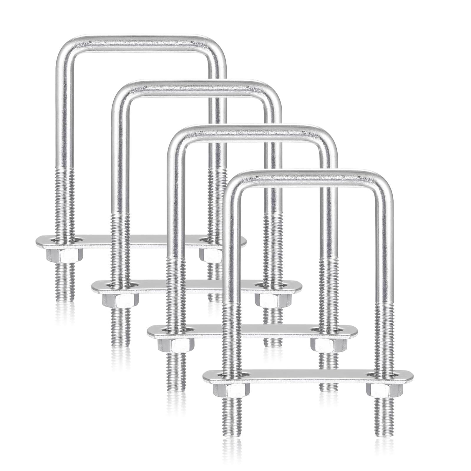 4 Bulloni A U M8 In Acciaio Inox - 70x110 Mm, Con Piastre E Dadi, Per Applicazioni Auto, Industriali E Domestiche - Foto 13