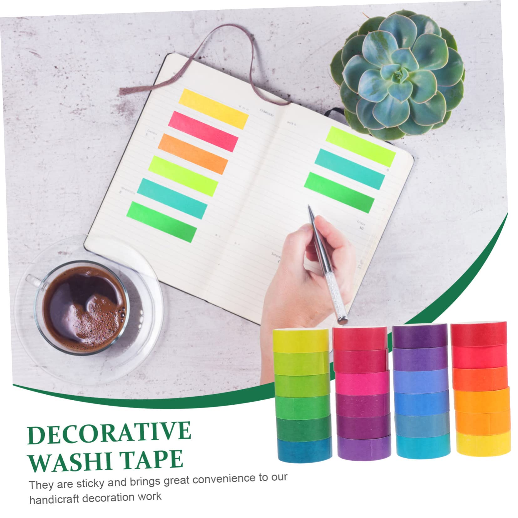 48 Rollen Farbiges Washi Tape Klebeband aus Papier Leicht Klebend für Dekorationen und Scrapbooking im Tagebuch Gestalten