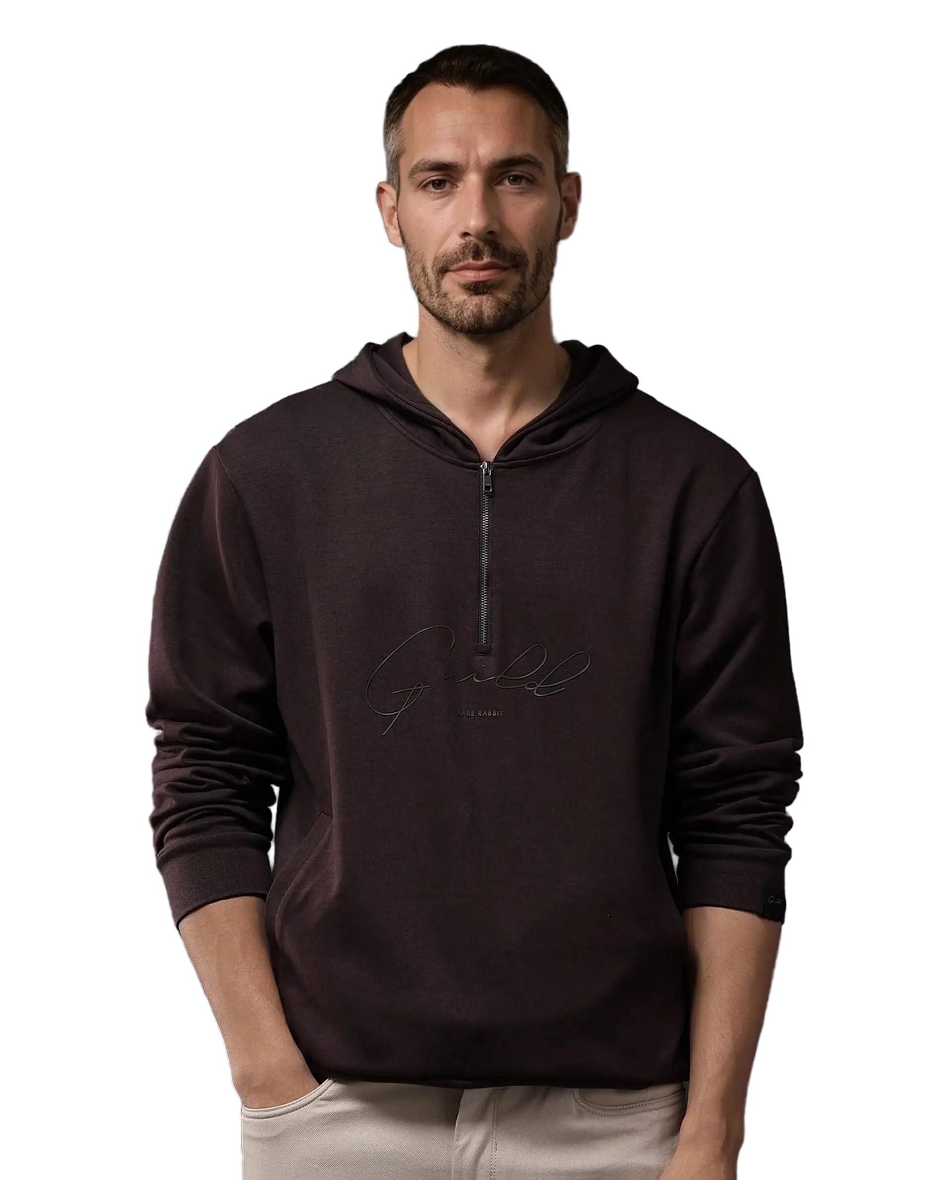 rare rabbit Men's Eli Regular Solid Cotton Hooded Long Sleeve Sweatshirt-picture-16
