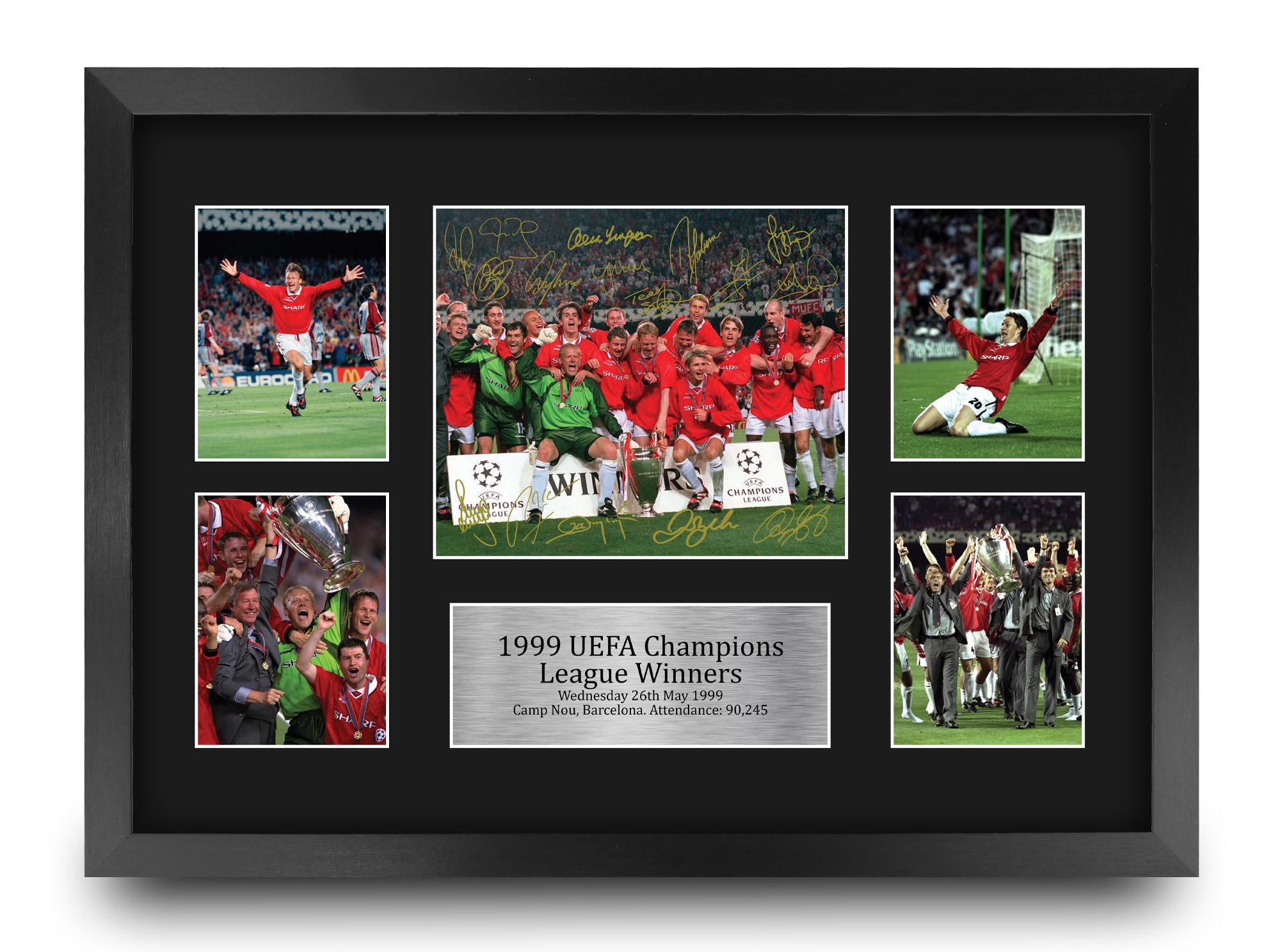 HWC Trading 1999 UEFA Euro Cup Winners 16 x 12 inch (A3) Printed Gifts Memorabilia Signed Autograph Display for Football Fans and Supporters - 16