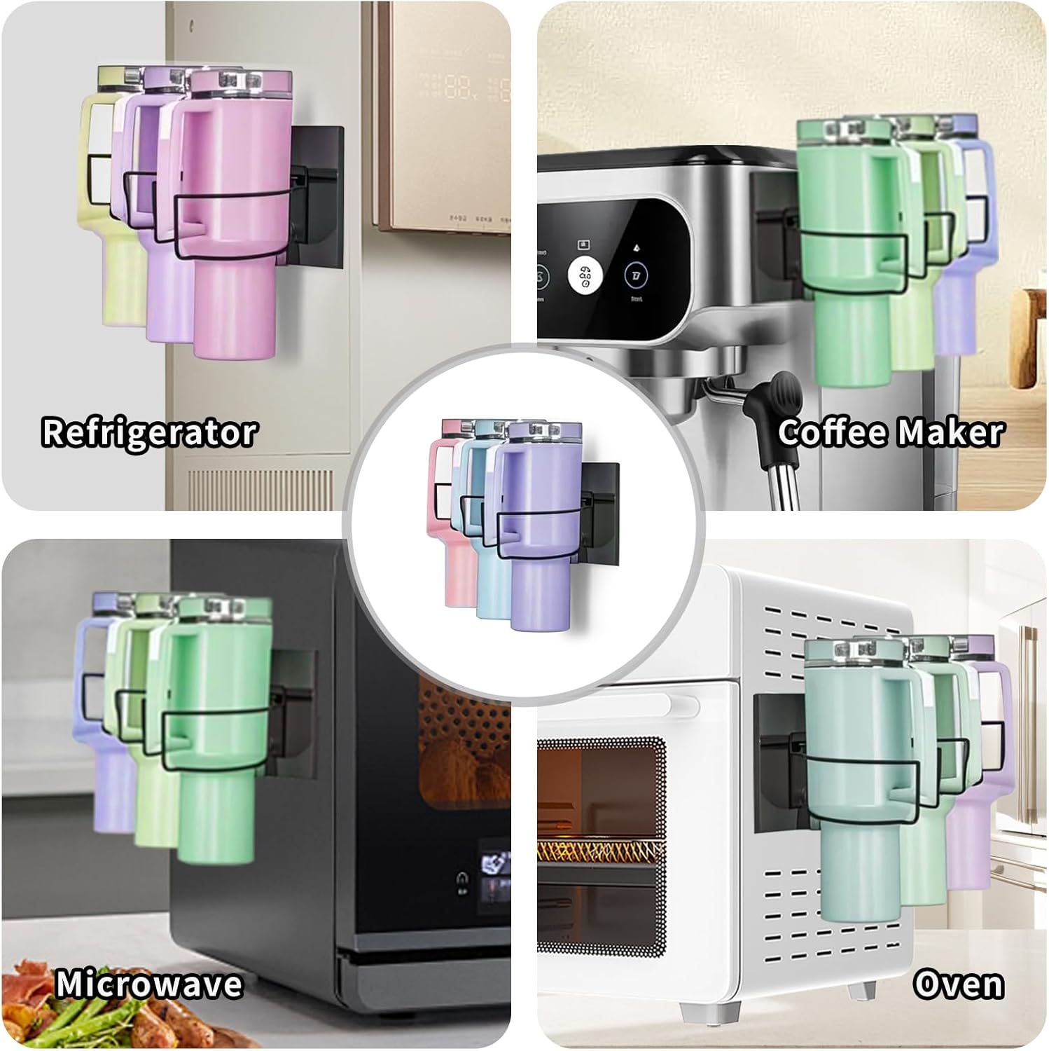 Magnetic Stanley Cup Holder for Fridge, Magnetic Tumbler Holder for Fridge, 2 PCS Stanley Cup Magnetic Holder with Tumbler Lid Organizer for 40 oz Stanley Cup for Kitchen, Cabinet - Image 7