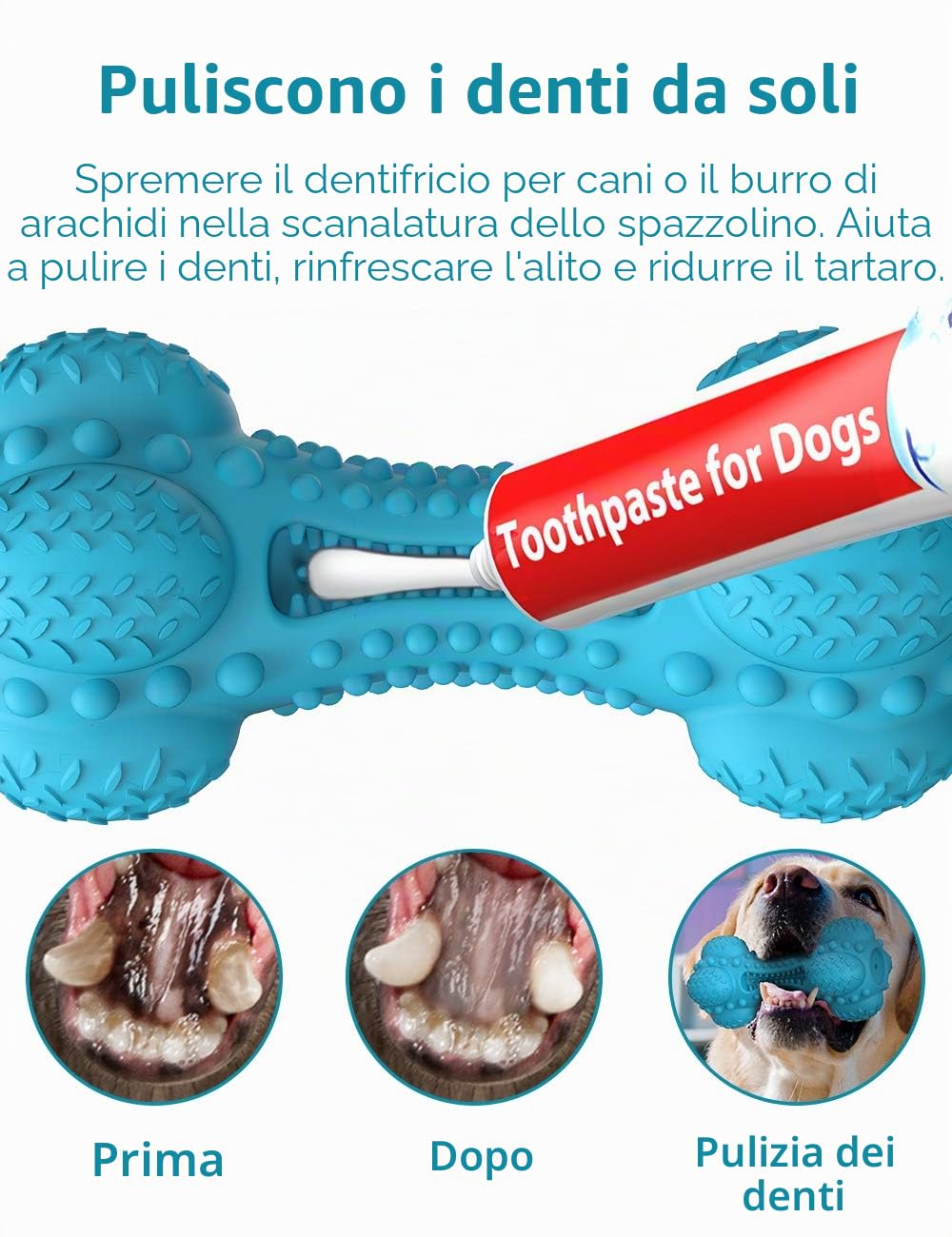 SCHITEC Giocattoli Indistruttibili per Cani - Osso di Gomma con Squeaker per Cani Medio-Grandi