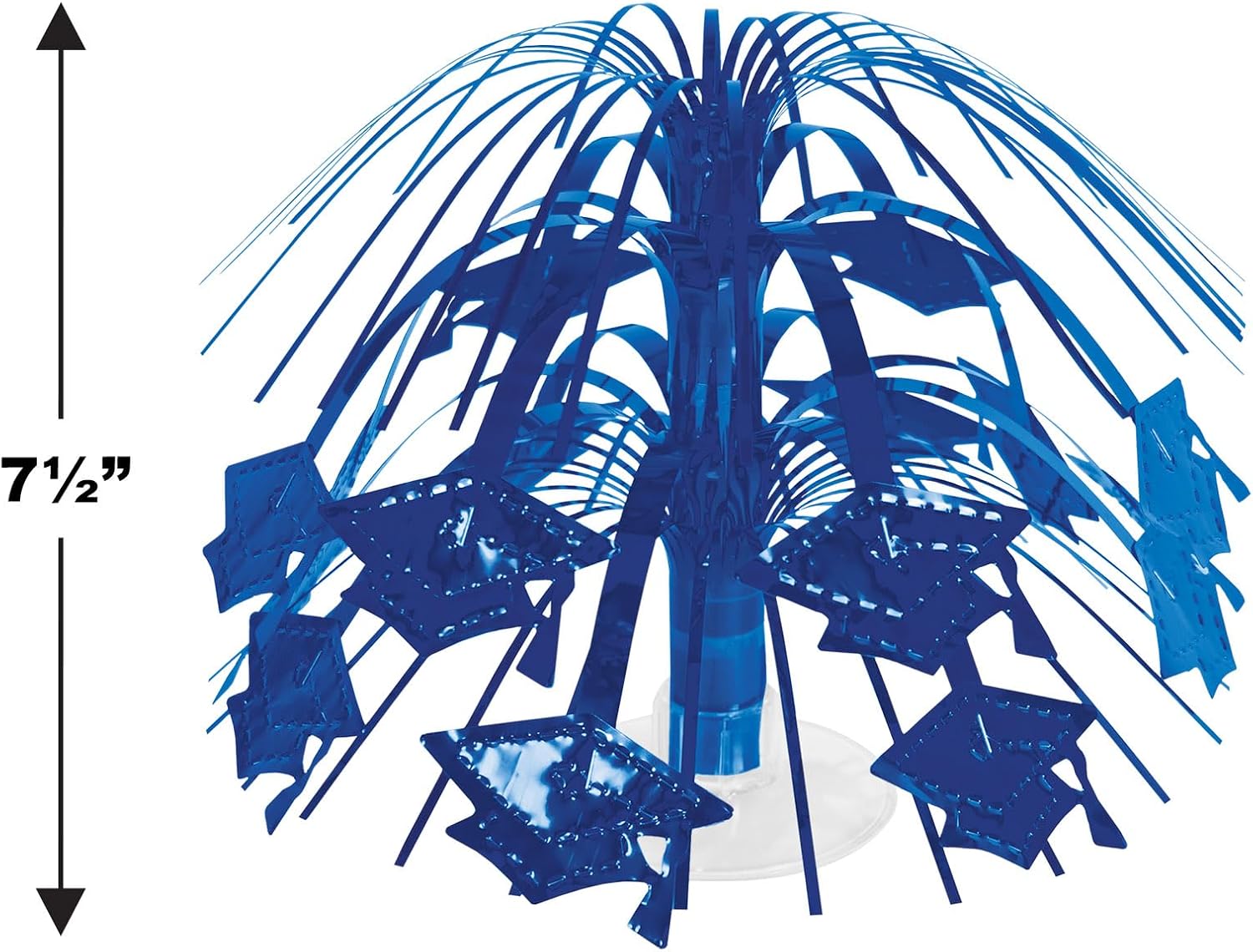 Beistle Blue Grad Cap Mini Cascade Centerpieces, 2-Count, Graduation Party Table Decorations with Metallic Fringe, School Spirit Celebration Supplies for High School & College, 7.5” image 2