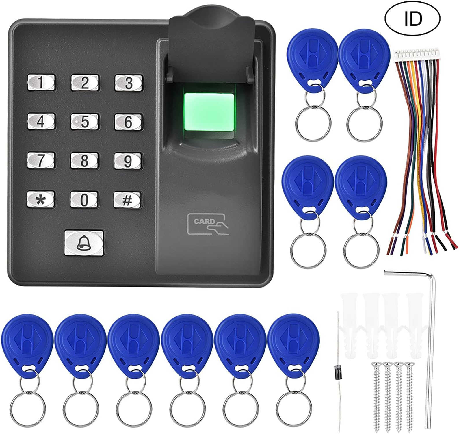 Fingerprint Access Control, 500 User Capacity, Waterproof Biometric RFID Reader, ABS Plastic - Fast Verification, Offline Operation, Secure Door Entry Solution