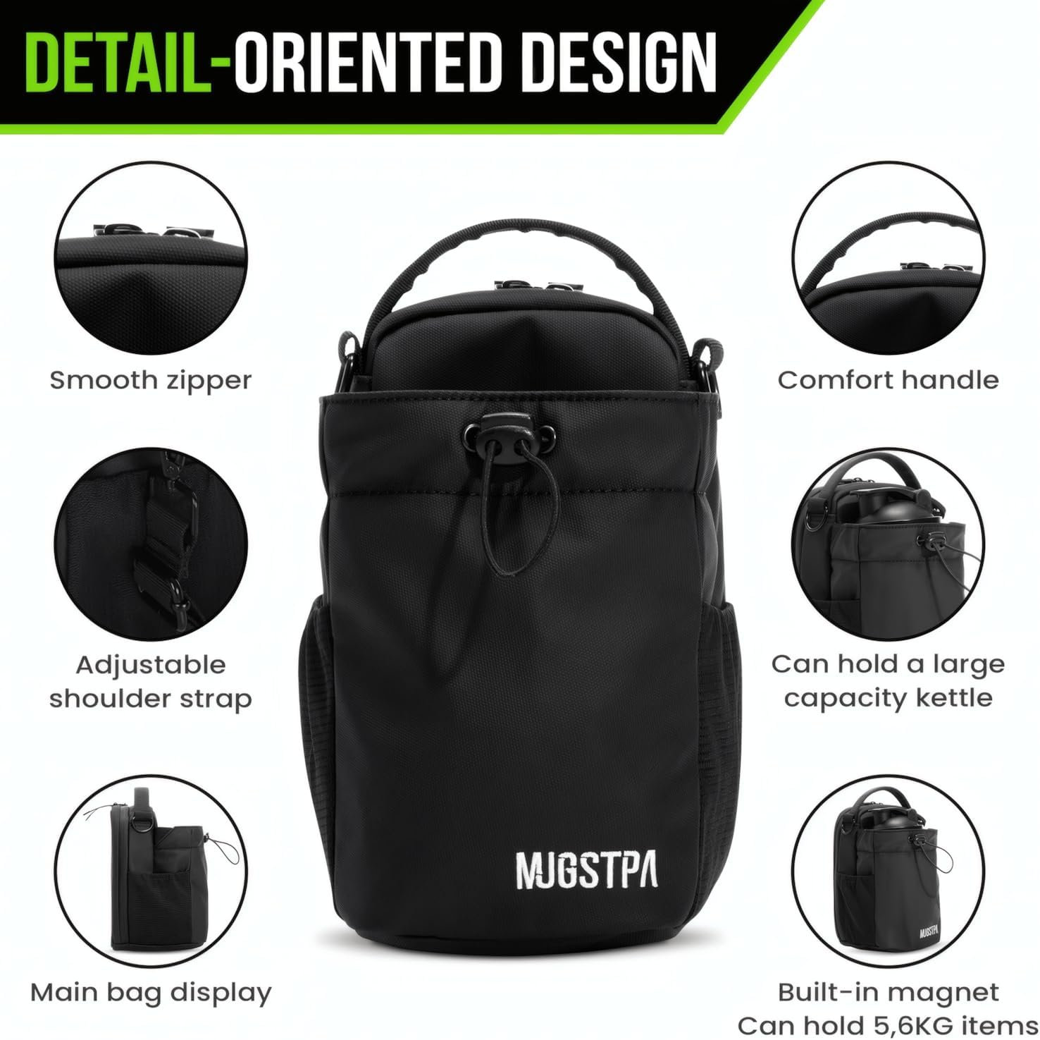 Magnetic Gym Bag with Waterproof Design - Hands-Free Storage with Built-In Phone Pouch, Water Bottle Holder, Strong Magnetic Attachment. For Gym, Golf, Work, Motorcycle, Everyday Carry - Image 5