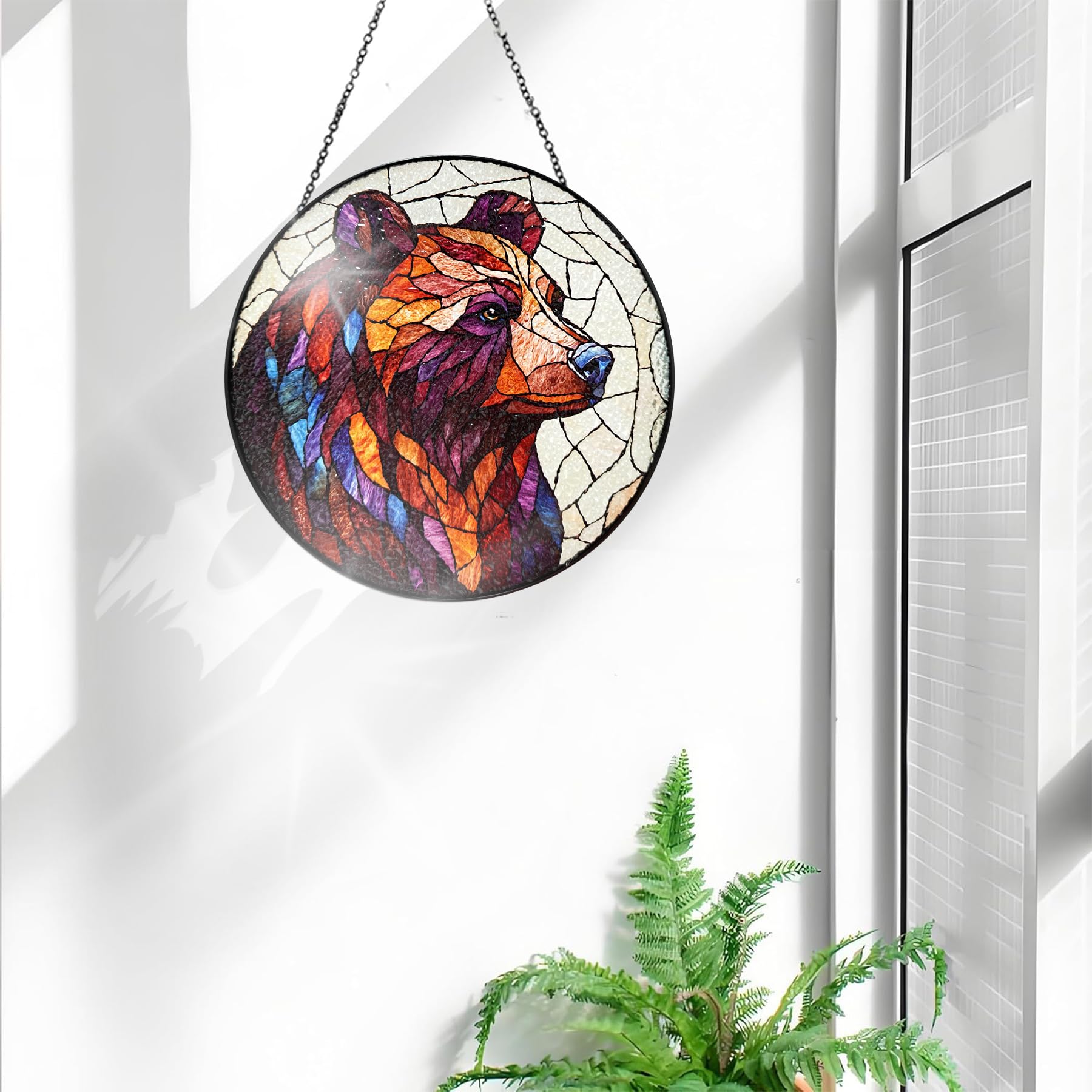Bimkole Bear Stained Glass Suncatcher Window Hanging, Animals Design for Indoor Window or Doorway Decoration - Image 3