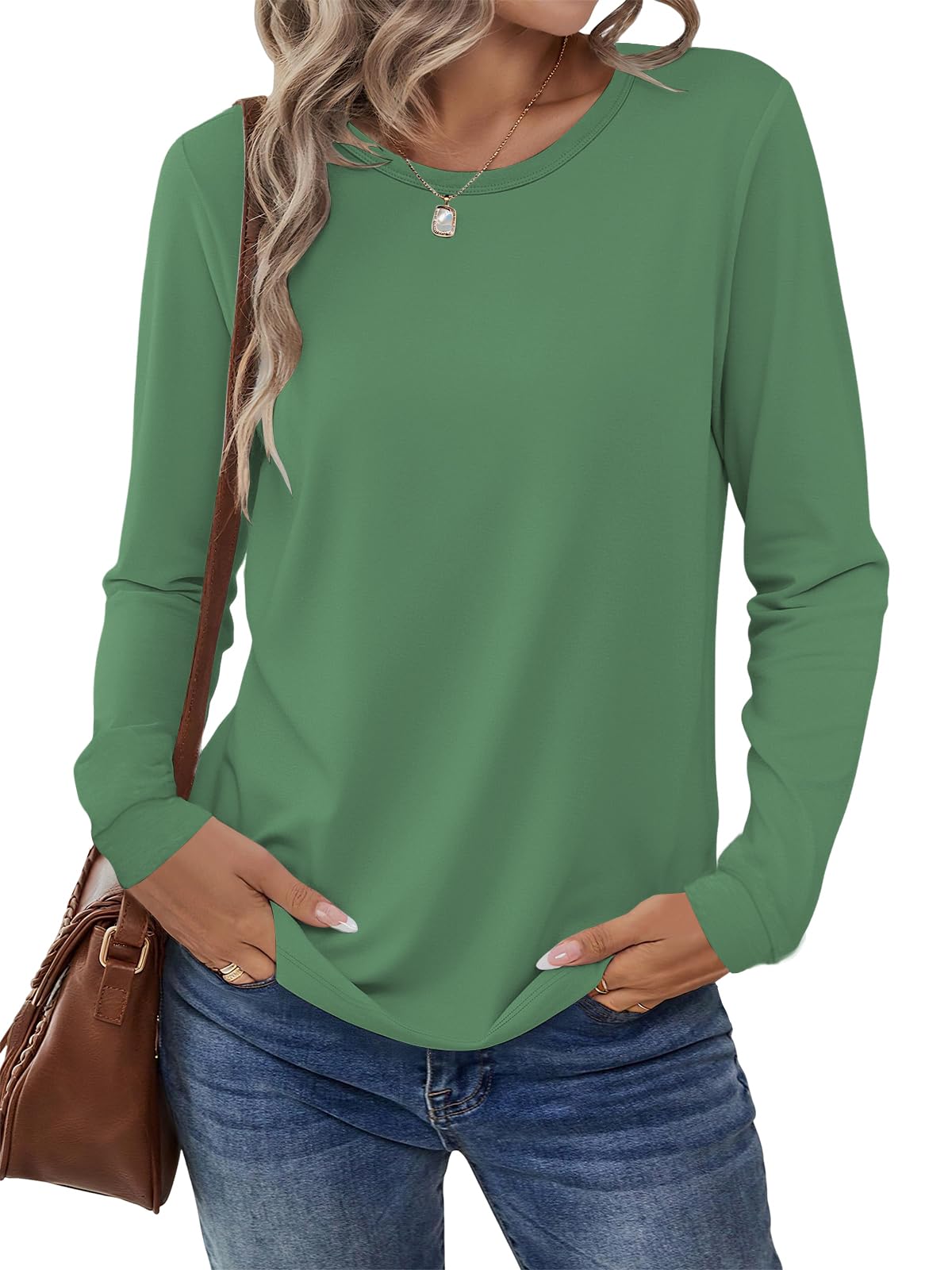 Cuptacc Langarmshirt Damen Rundhals Pullover Langarm T Shirt Basic Longsleeve Damen Oberteil Shirt