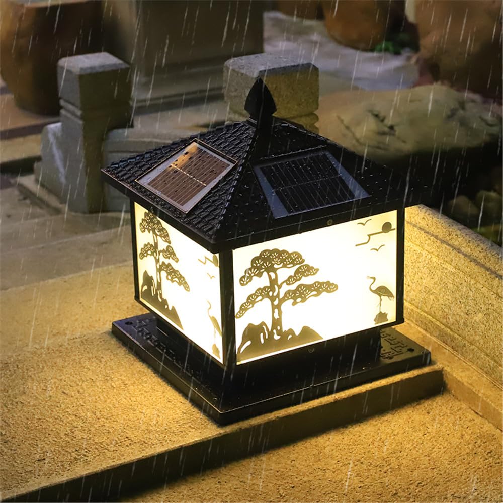 Zewnętrzna słoneczna lampa pocztowa wodoodporna do nowoczesnego domu Villa Garden Dziedziniec Ganek do obudowy ściennej Oświetlenie pocztowe LED (N Czarny D25CM 1 SZTUK)