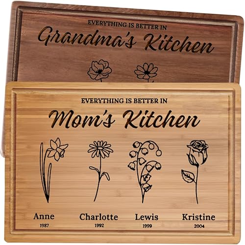 Regalos de Navidad personalizados para mamás y abuela, regalo de Navidad personalizado con diseño de flores de jardín, regalo de cocina perfecto