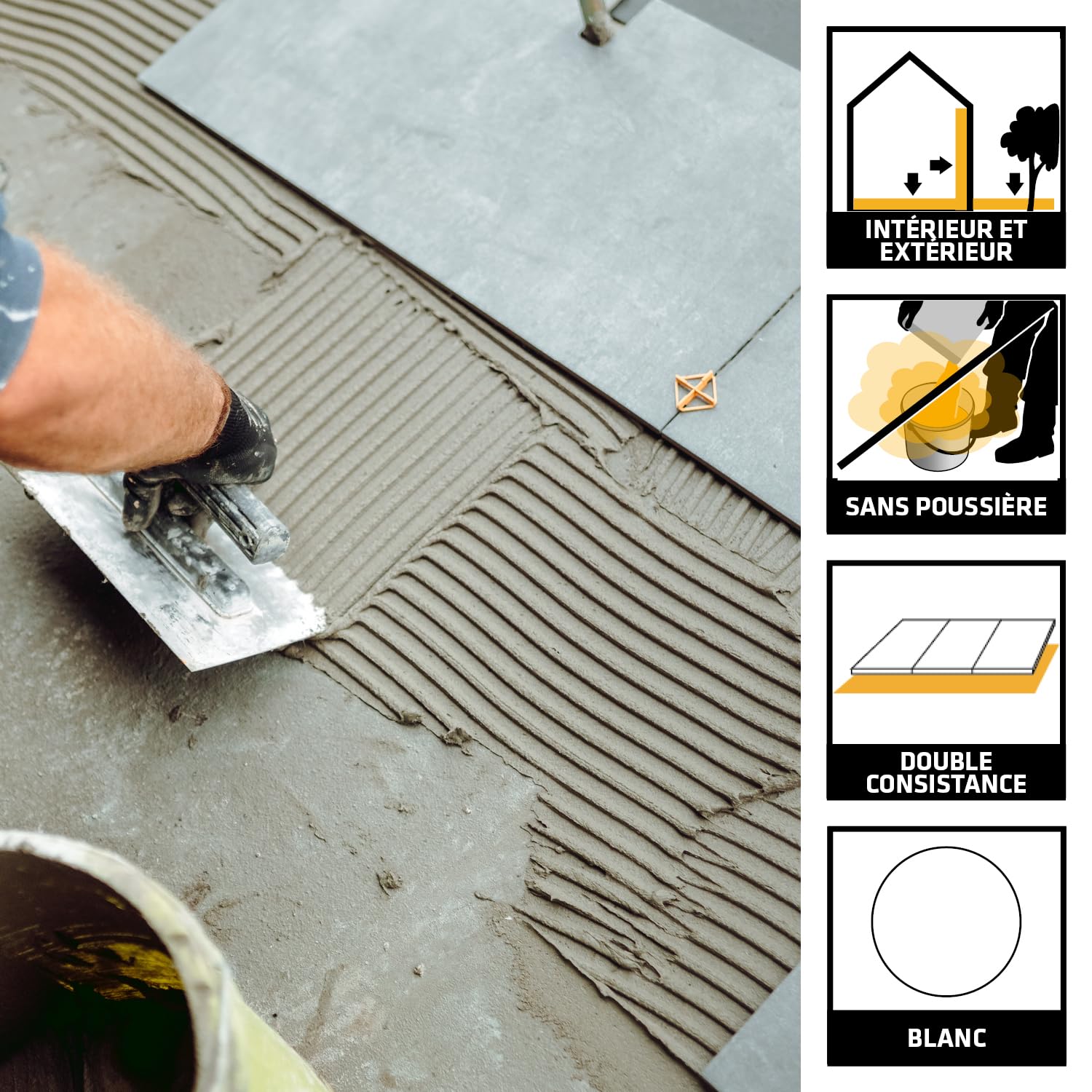SIKA - Colle à carrelage - SikaCeram 200 FLEX - Blanc - 25kg | Tous types de carreaux (3600cm² max) - Murs et Sols - Intérieur et Extérieur - Sans poussières