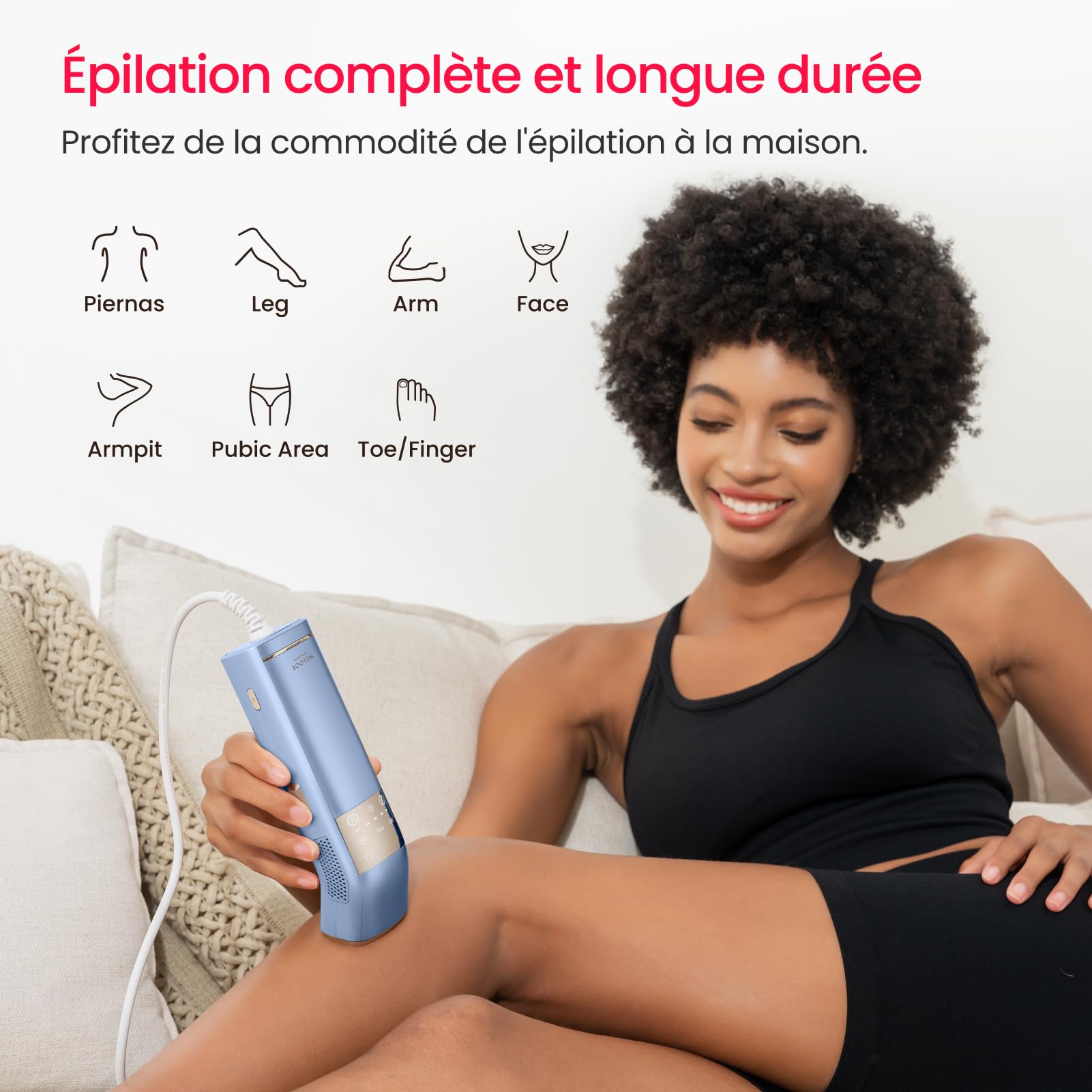Épilateur Lumière Pulsée à Triple-Pulsion Burst,2°C Saphir &16.6 cm² Surface de contact, Lumières Doubles, Épilation Efficace et Durable, Mode PHR & Smart App pour Poils Résistants (Bleu)