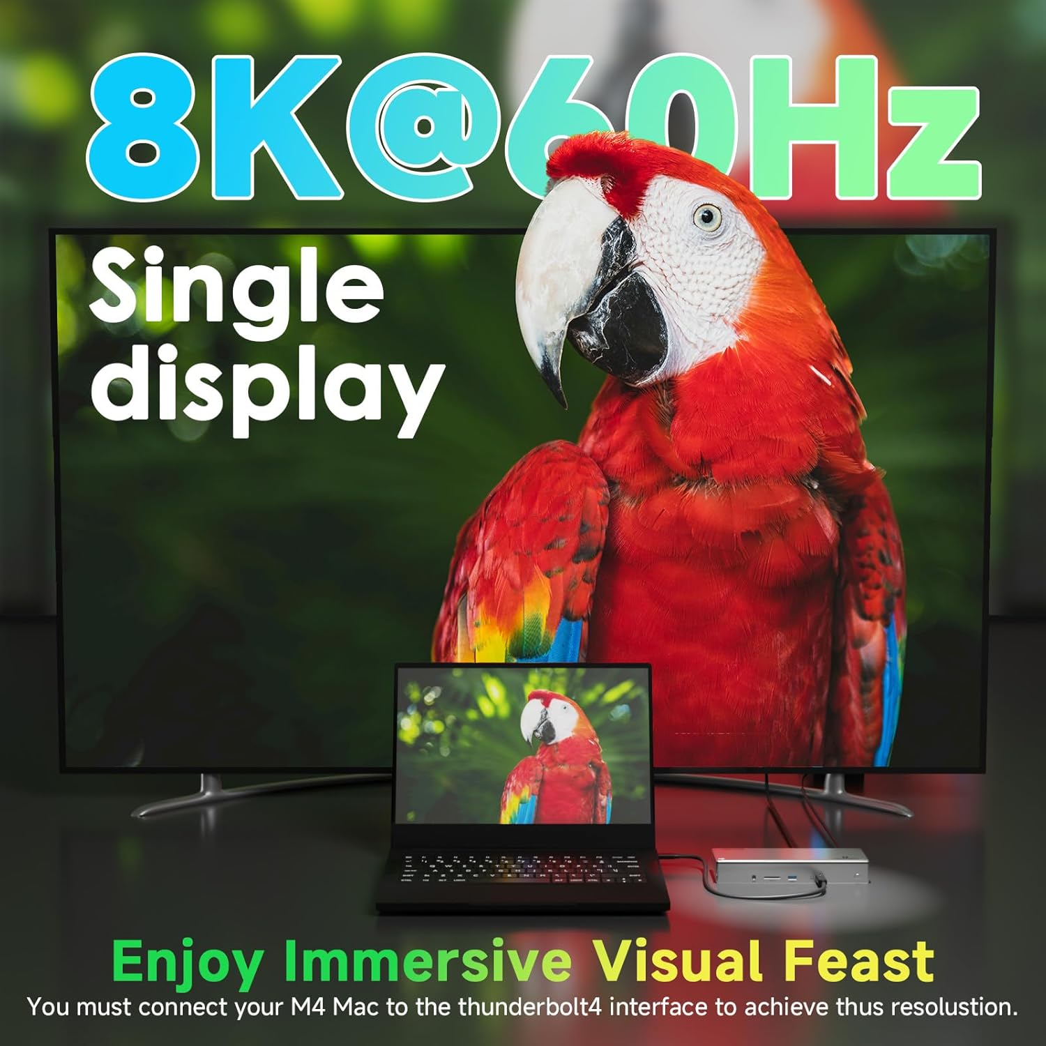 Thunderbolt 4 Dock, WAVLINK Docking Station with Quad 4K@60Hz Monitors, Four Thunderbolt 4 Ports, 98W PD, 2.5G RJ45 Ethernet, SD V4.0, 10Gbps USB3.1, for MacBook Pro/Air etc image 3 of 9 B0DR1HXJ4X