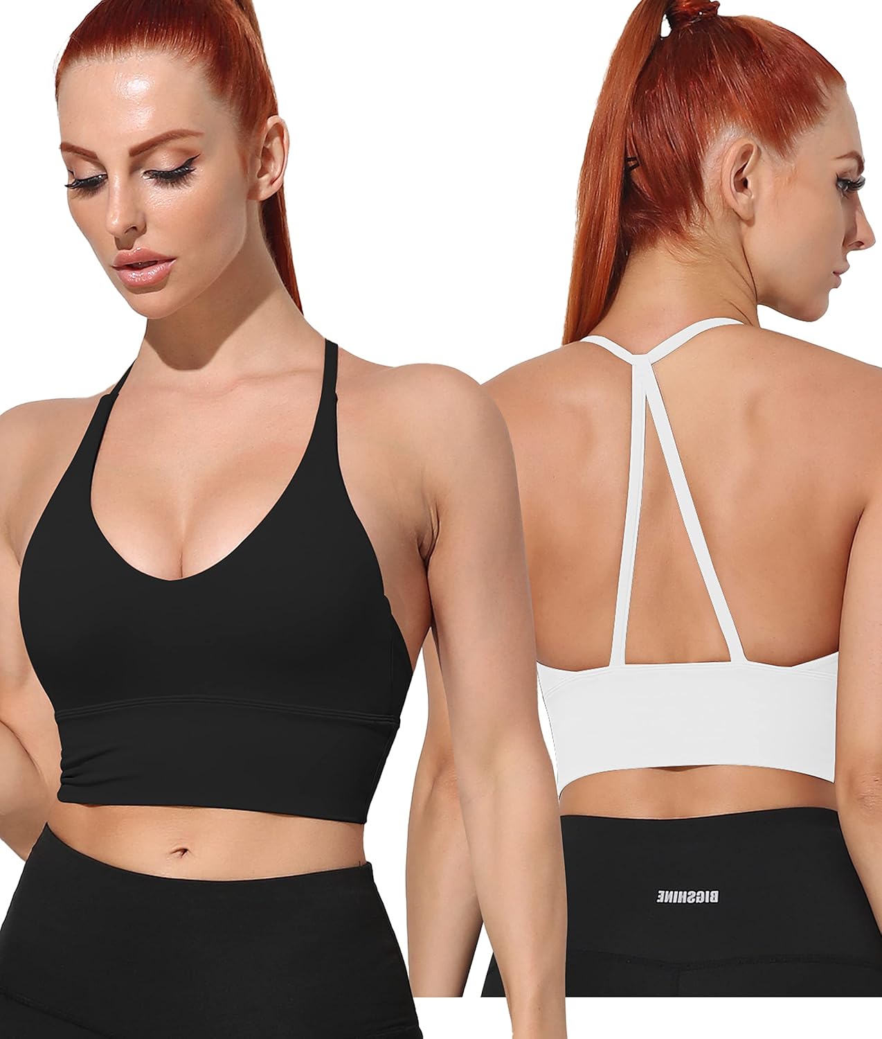 PINKCOSER Women's Sports Bras Large 03l-black-white-2pcs