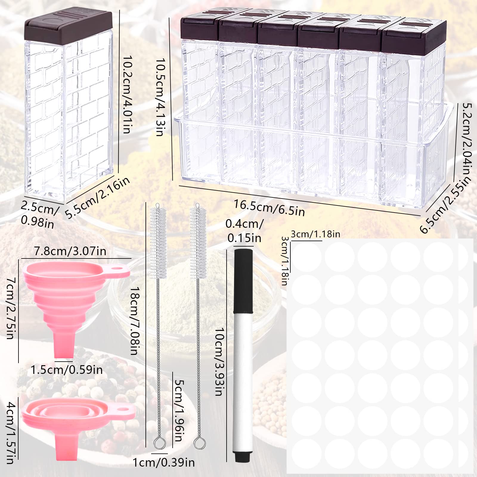 Bocaux à épices en plastique transparent vides - Bocaux à épices avec couvercle - Distributeur de bouteilles de cuisine pour stocker les épices